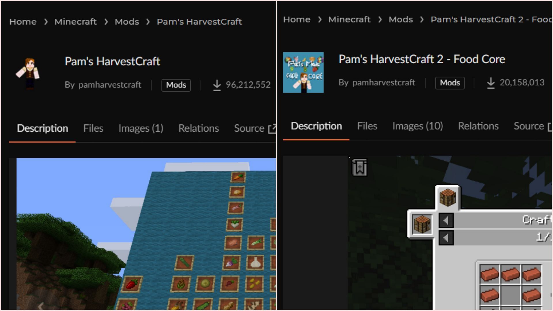 There is a new Pam&#039;s HarvestCraft mod group that is compatible with newer versions of Minecraft (Image via CurseForge)