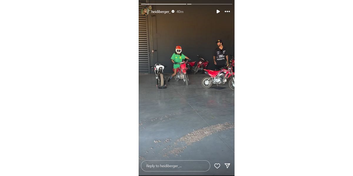 Daniel Ricciardo spotted as Heidi Berger rides a bike...Credits-Instagram