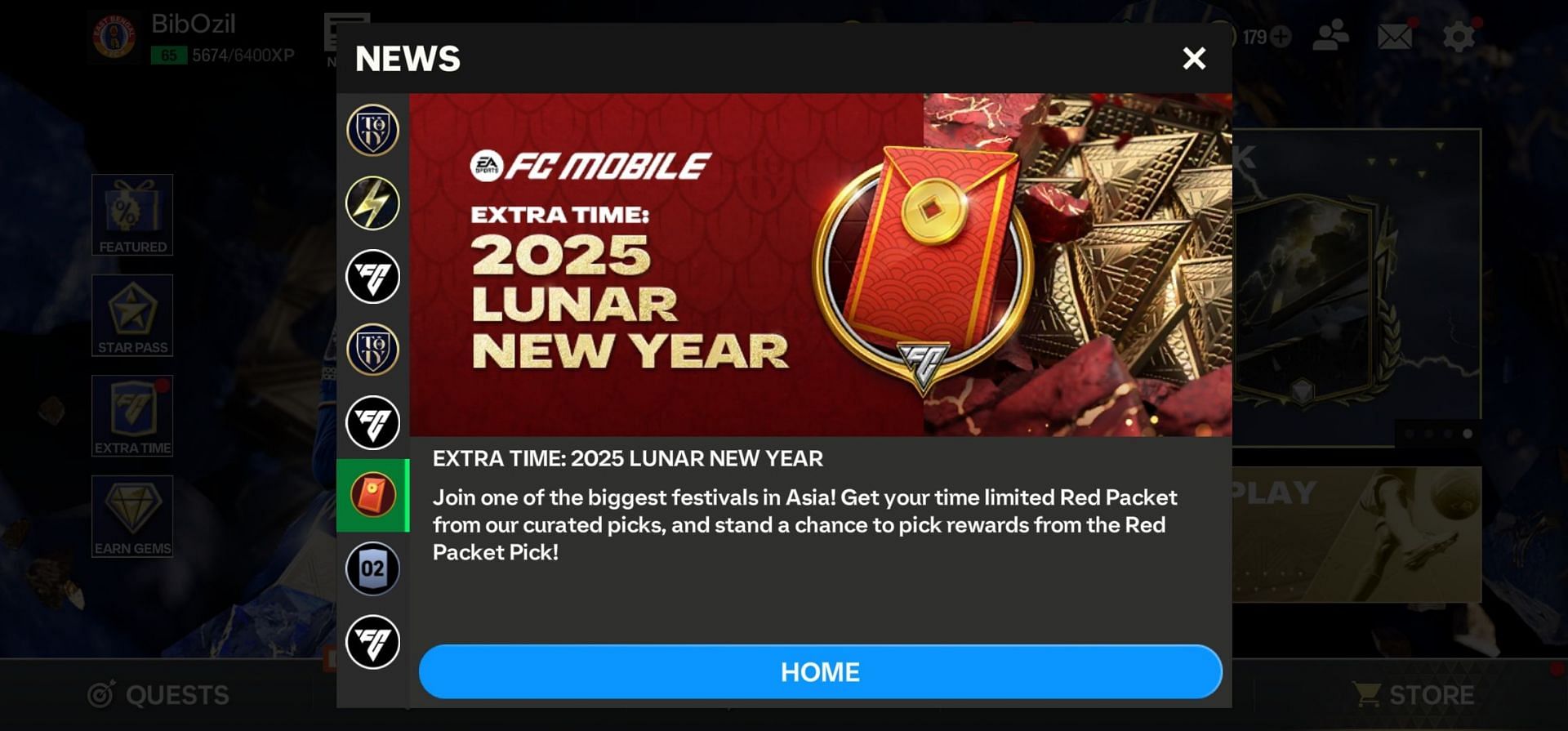 The Lunar New Year 2025 side-event is live in EA FC Mobile (Image via EA Sports)