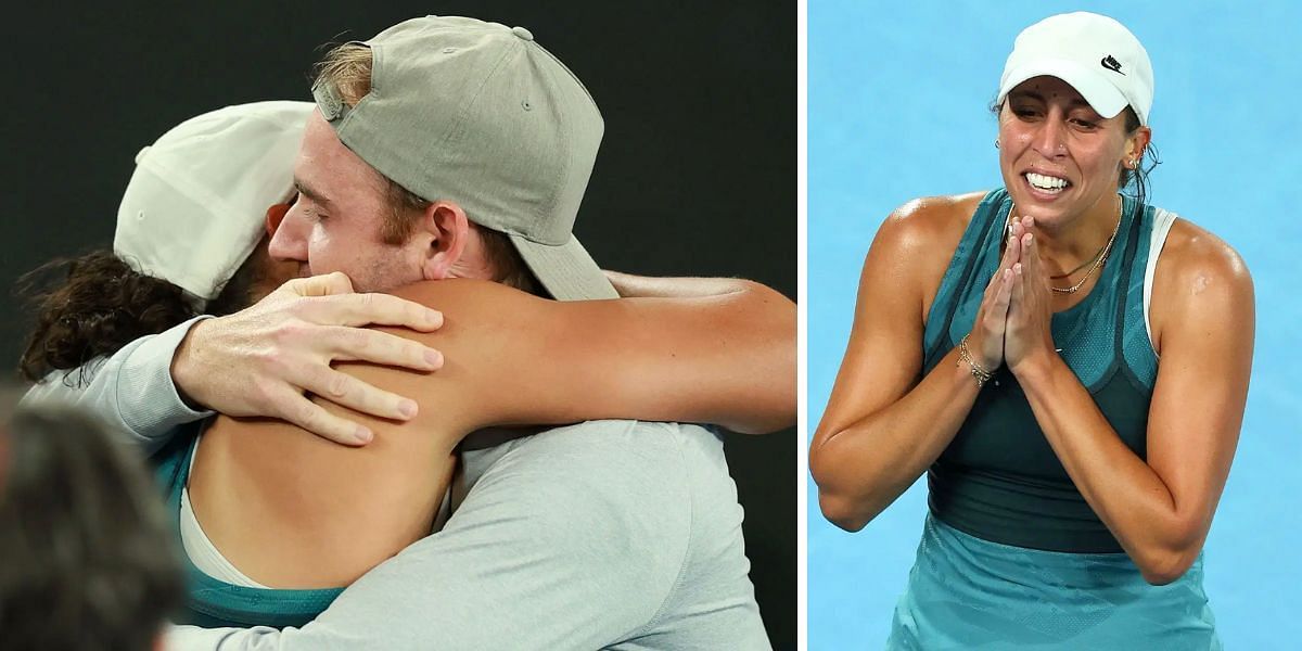 Madison Keys hugs her husband Bjorn Fratangelo (Image Source: Getty)