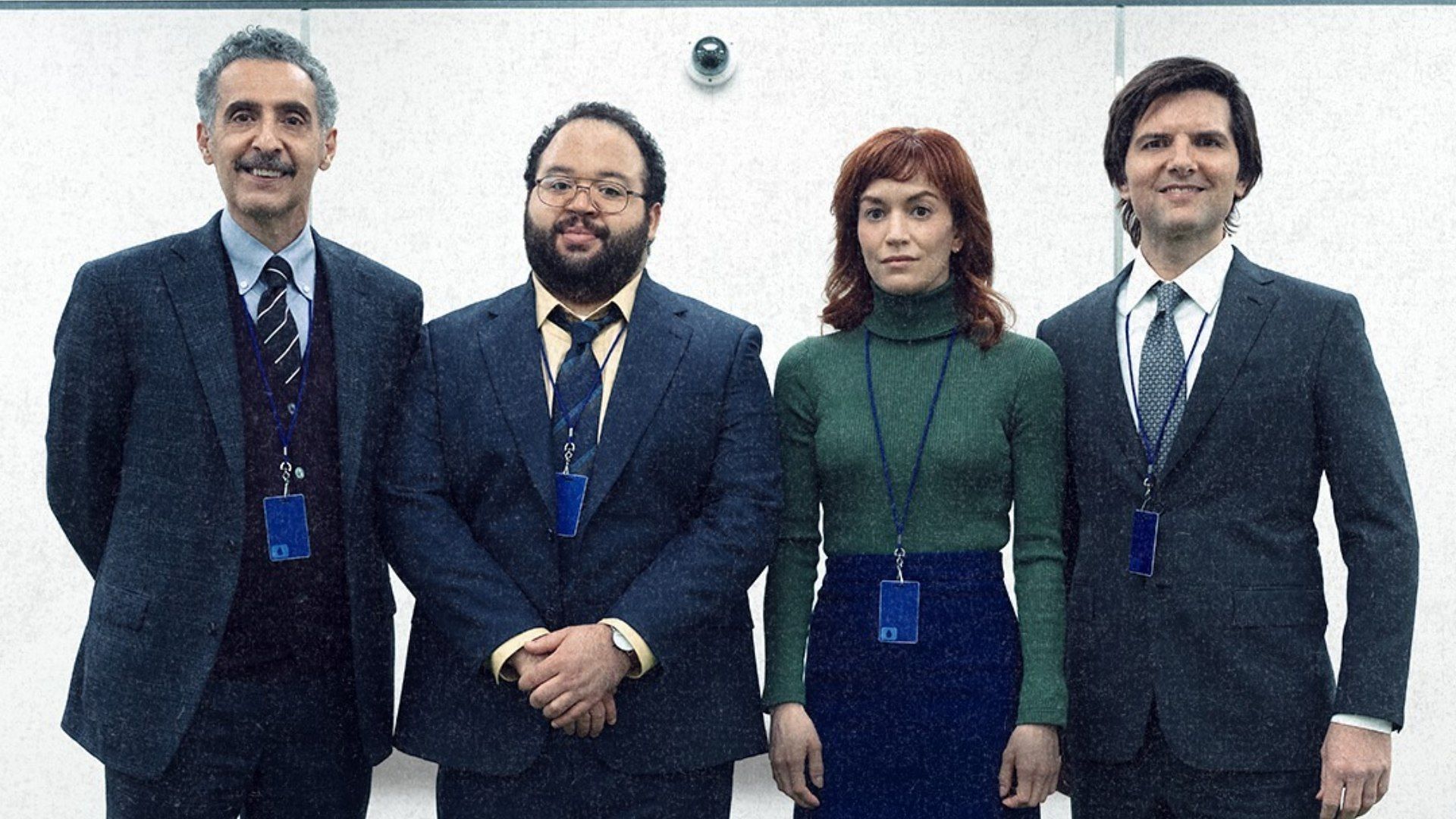 Irving, Dylan, Helly, and Mark as seen posing for a picture from the series Severance (Image via Facebook/@Apple TV)