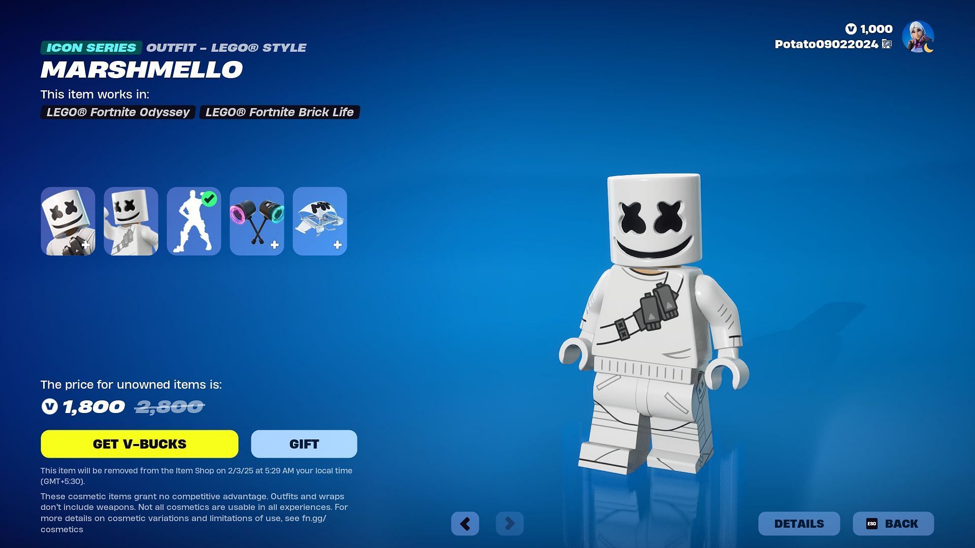 Marshmello will remain listed until February 3, 2025 (Image via Epic Games)