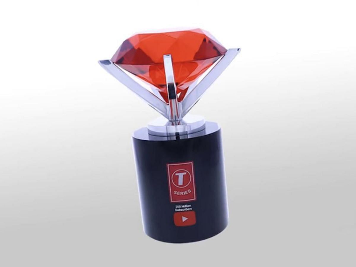 T-Series&#039; 200 million subscribers Play Button (Image via r/JackSucksAtLife)