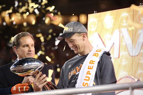 Peyton Manning celebrates during Super Bowl 50 - Source: Getty