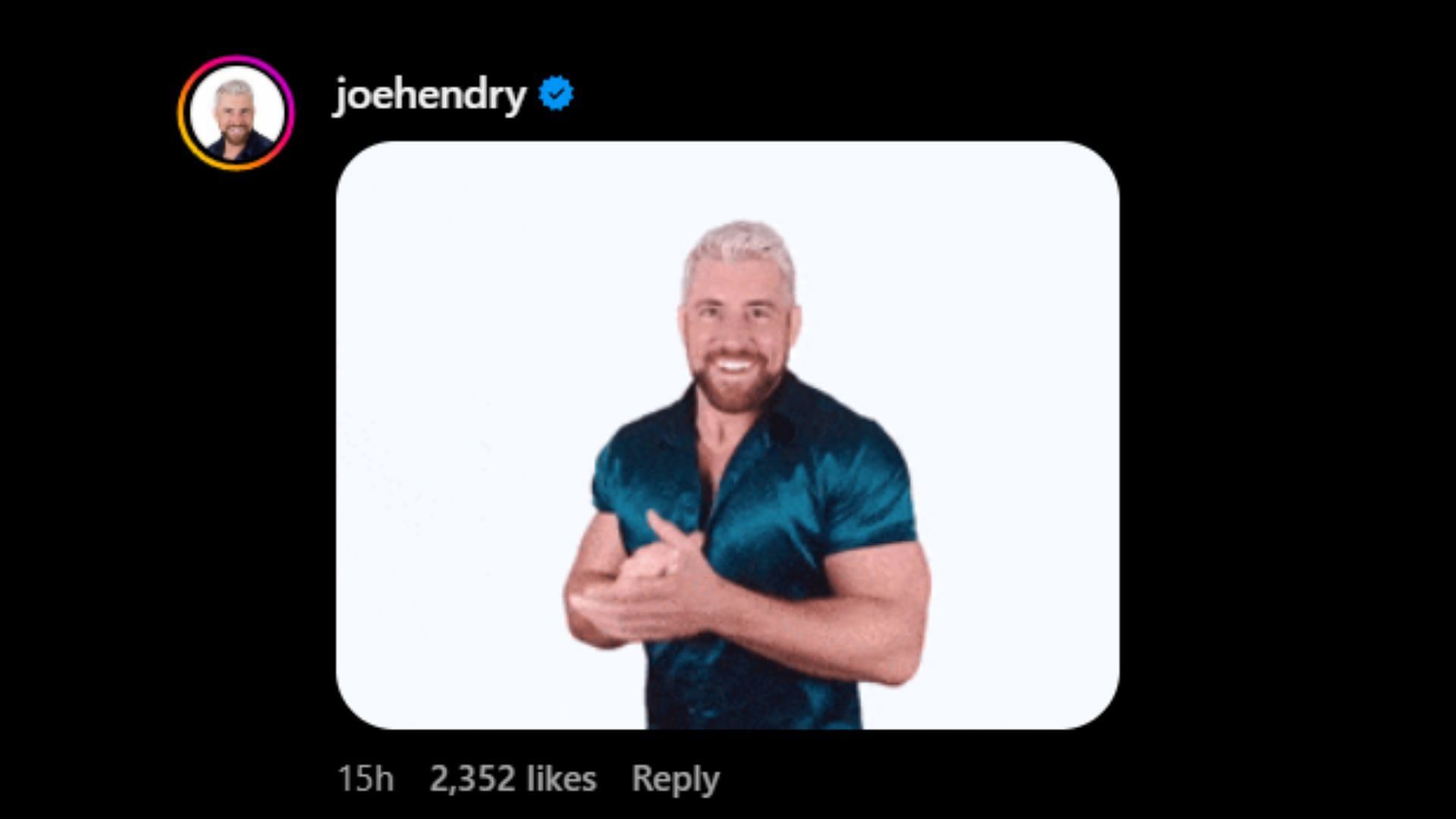 Screenshot of Joe Hendry&#039;s comment [Image credits: John Cena&#039;s Instagram handle]