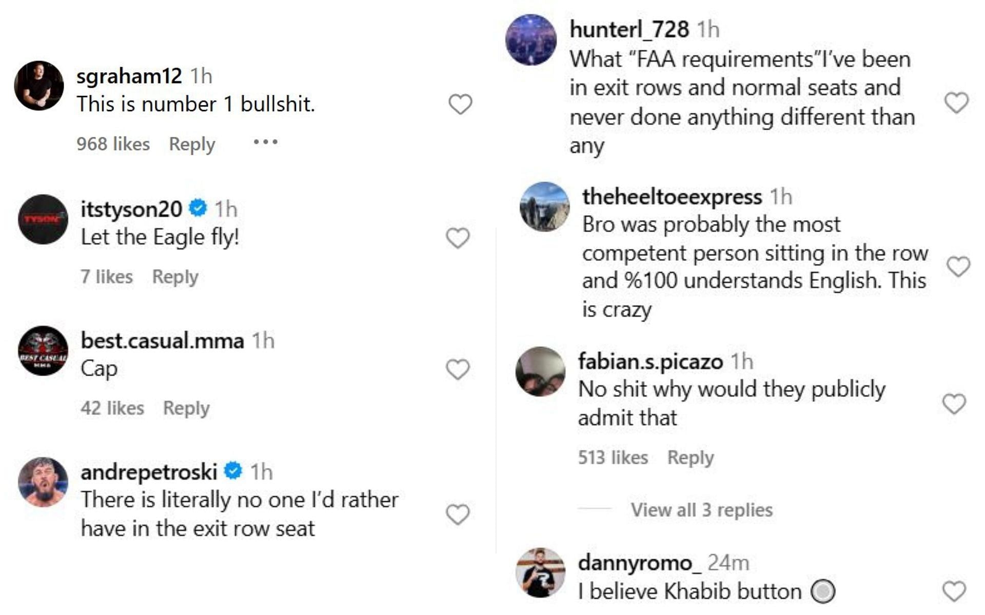 Comments on the post. [Screenshots courtesy: @mmajunkie on Instagram]