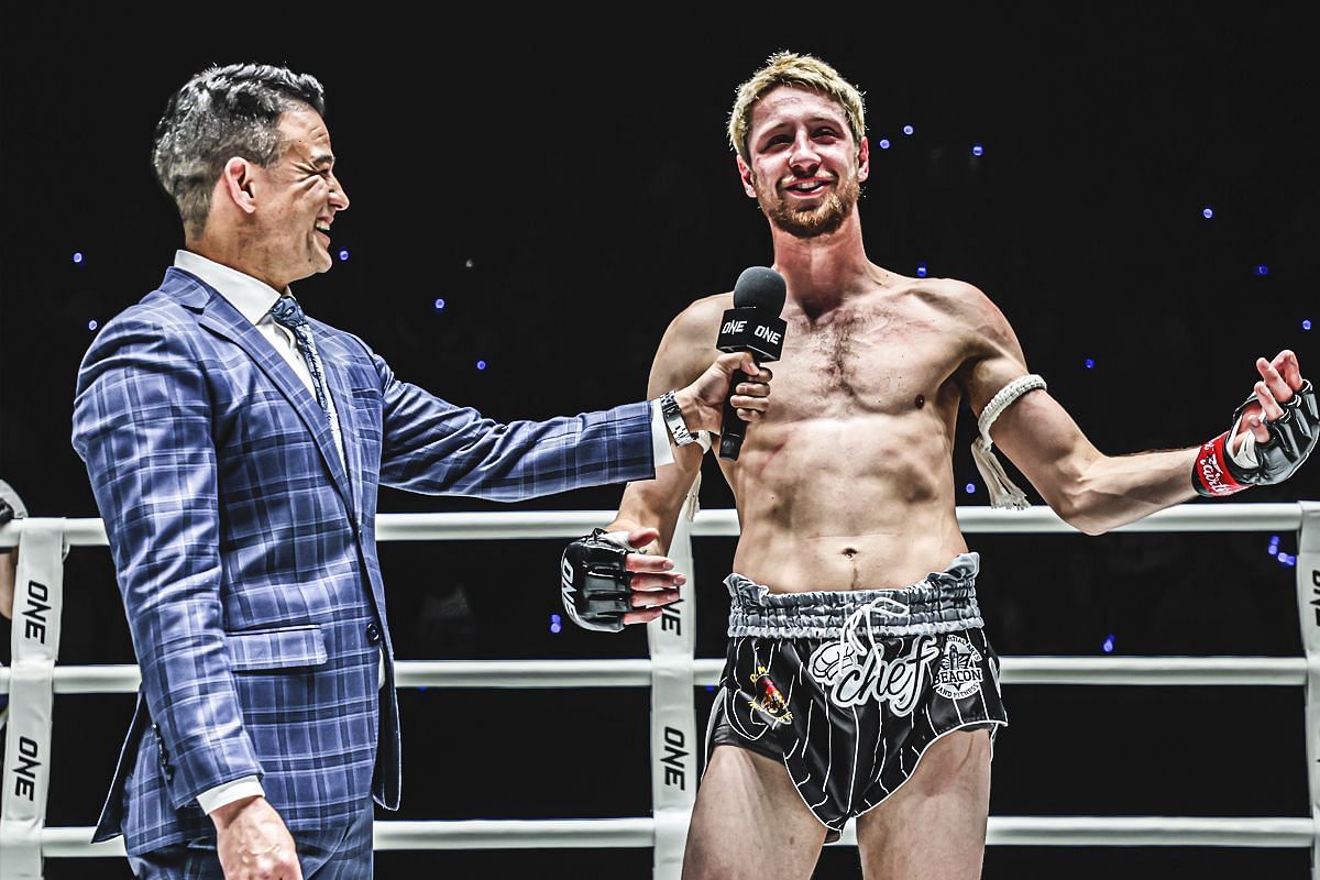 Luke Lessei (right) is fired up for more after a solid showing in Lumpinee Stadium last week.