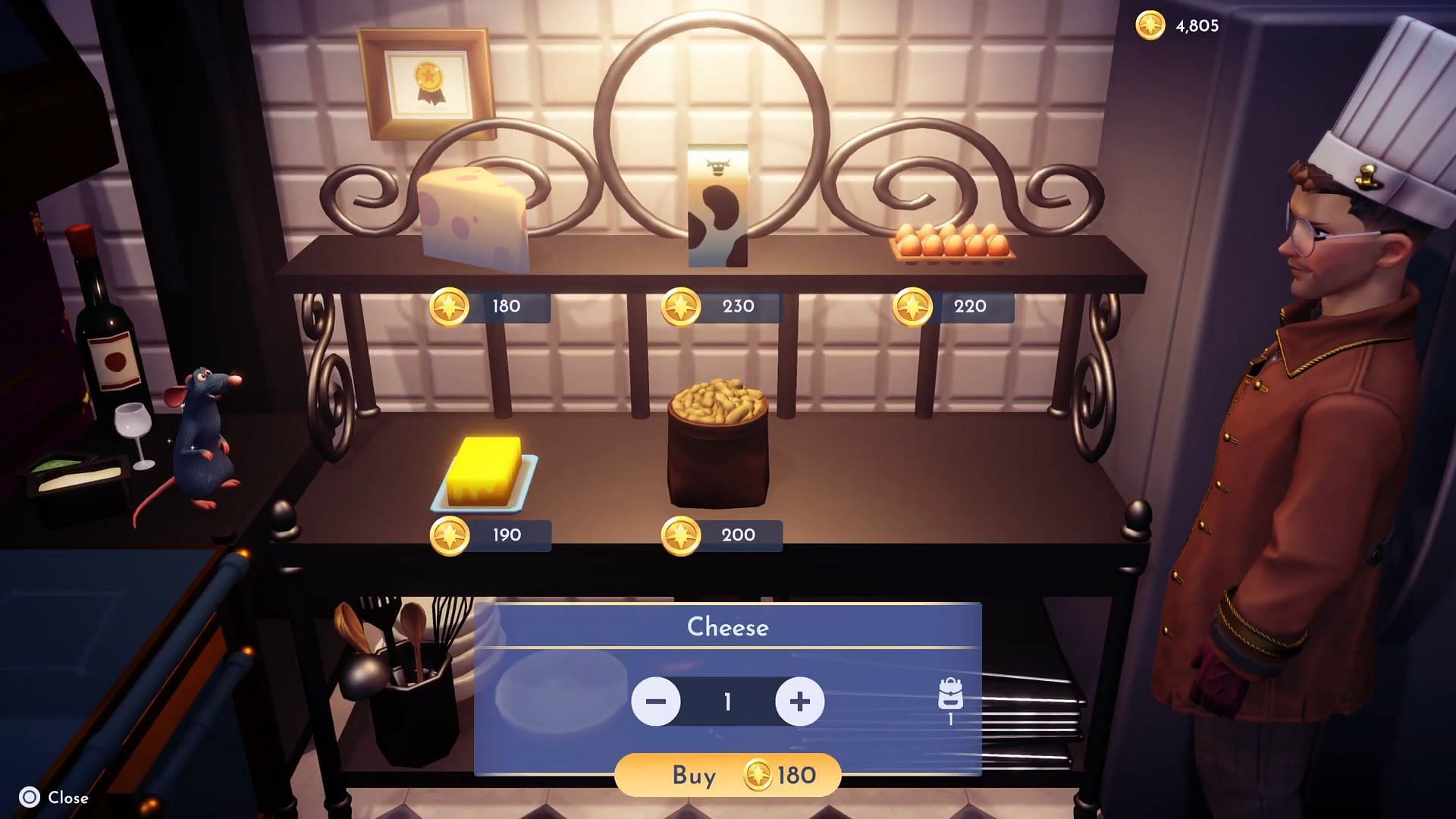 Purchase Cheese for 180 Star Coins (Image via Gameloft)