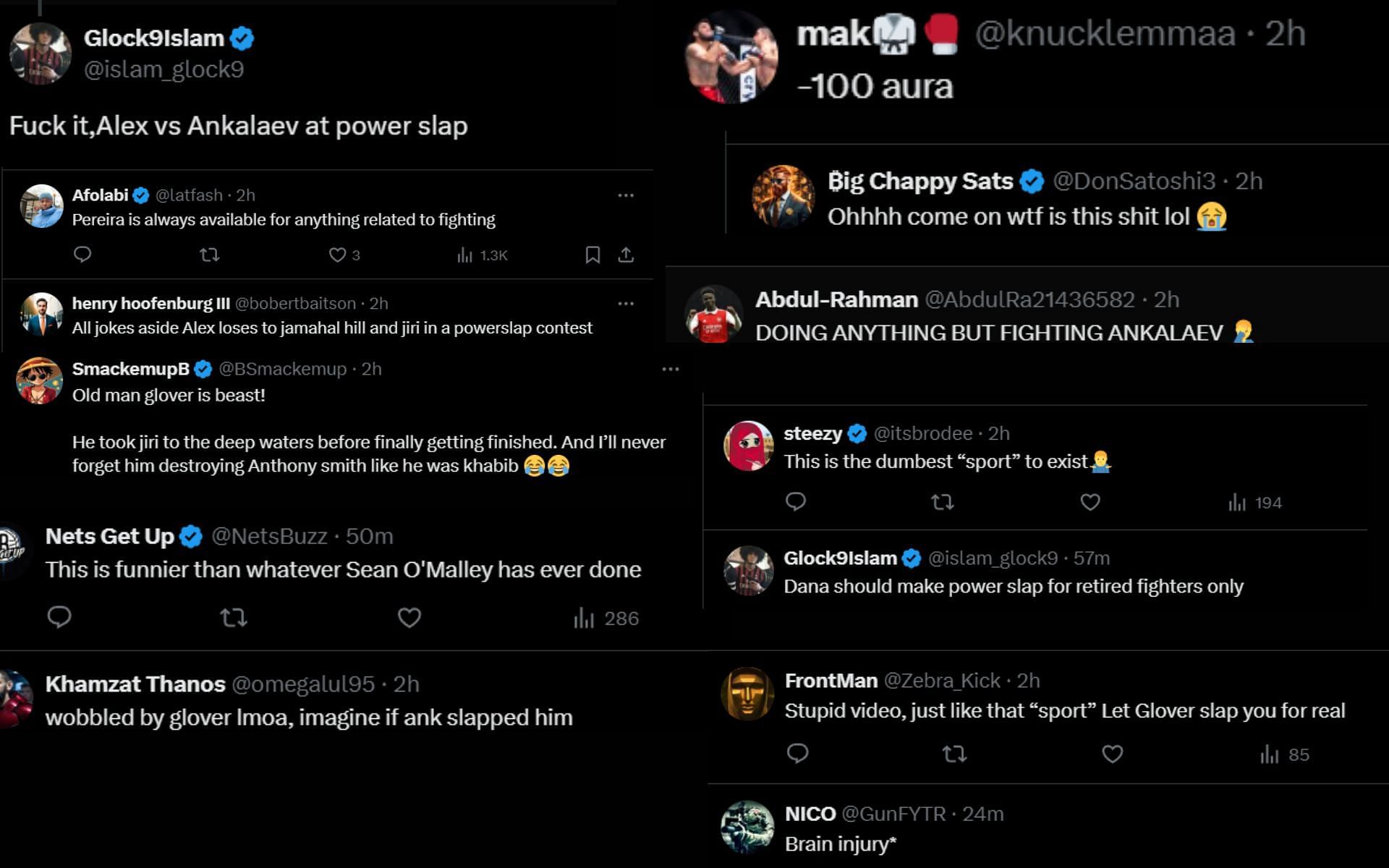 Fans react to the recent skit of Alex Pereira and Glover Teixeira. [Screenshots courtesy: @ChampRDS on X]