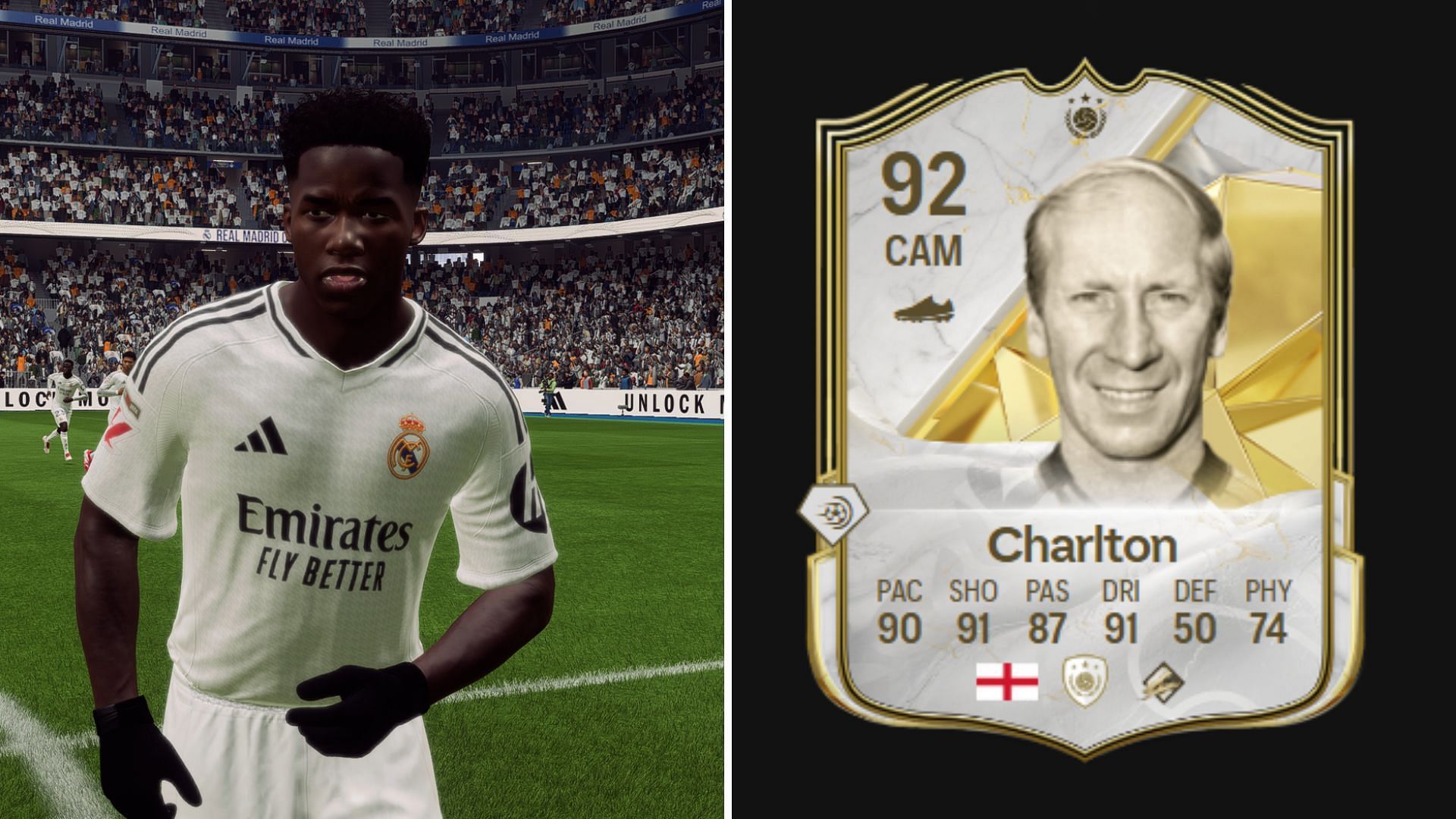 Endrick and Sir Bobby Charlton Future Stars Icon cards leaked (Image via EA Sports)