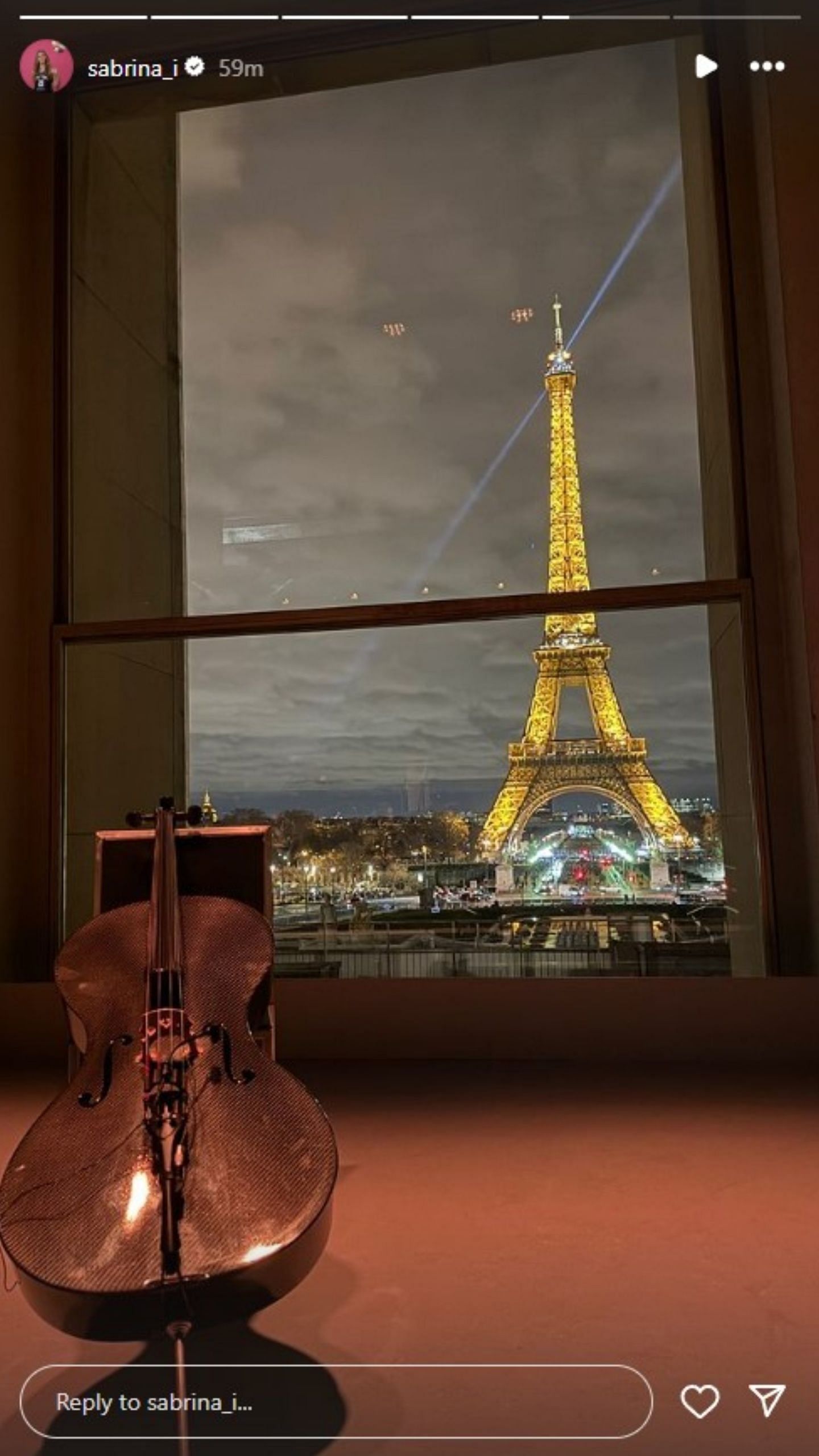 Sabrina Ionescu posted a photo of the Eiffel Tower on Instagram (@sabrina_i)