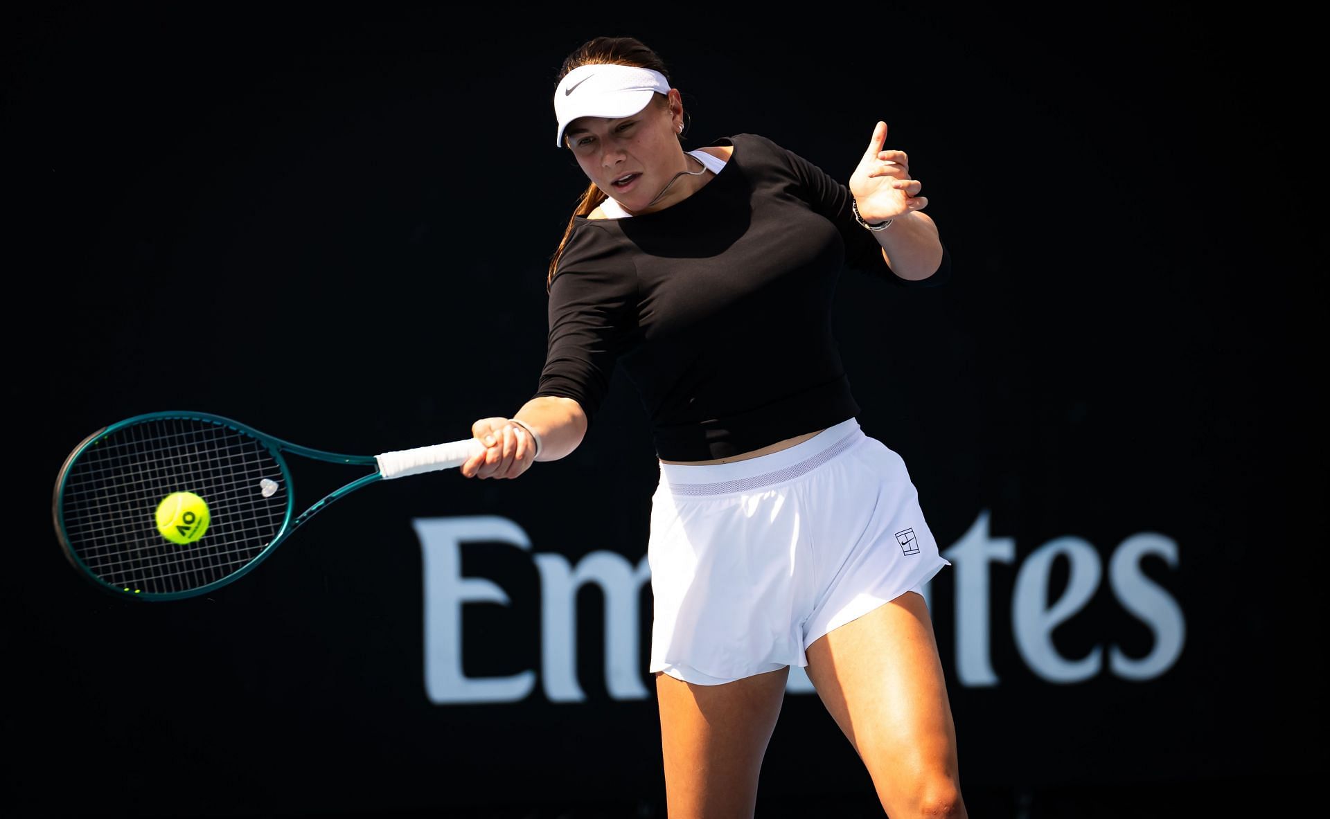 Amanda Anisimova practices ahead of the 2025 Australian Open - Source: Getty