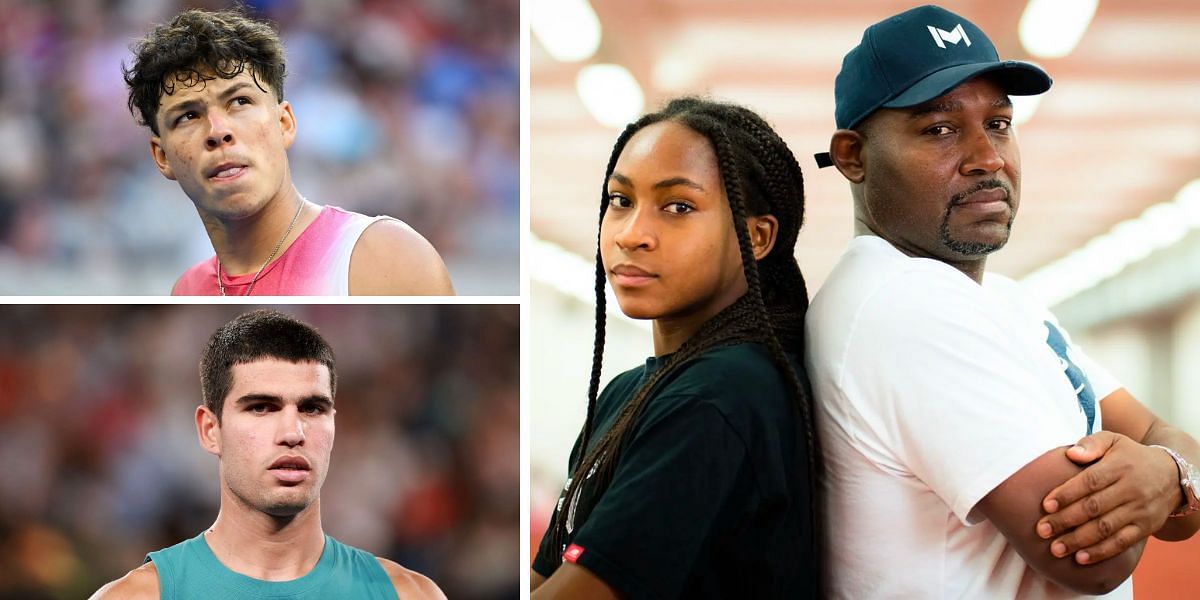 Ben Shelton and Carlos Alcaraz (L); Coco Gauff with her father Corey (R) (Image Source: Getty)