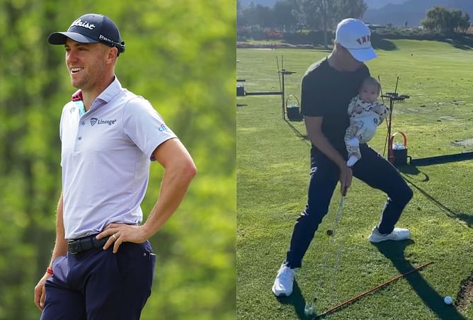 WATCH: Justin Thomas’ 3-month-old daughter hits the golf course with dad