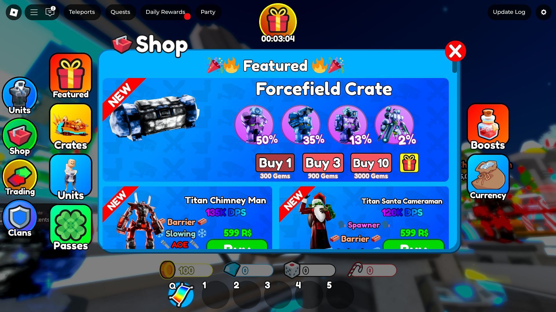 You can purchase a crate for 300 Gems (Image via Roblox)