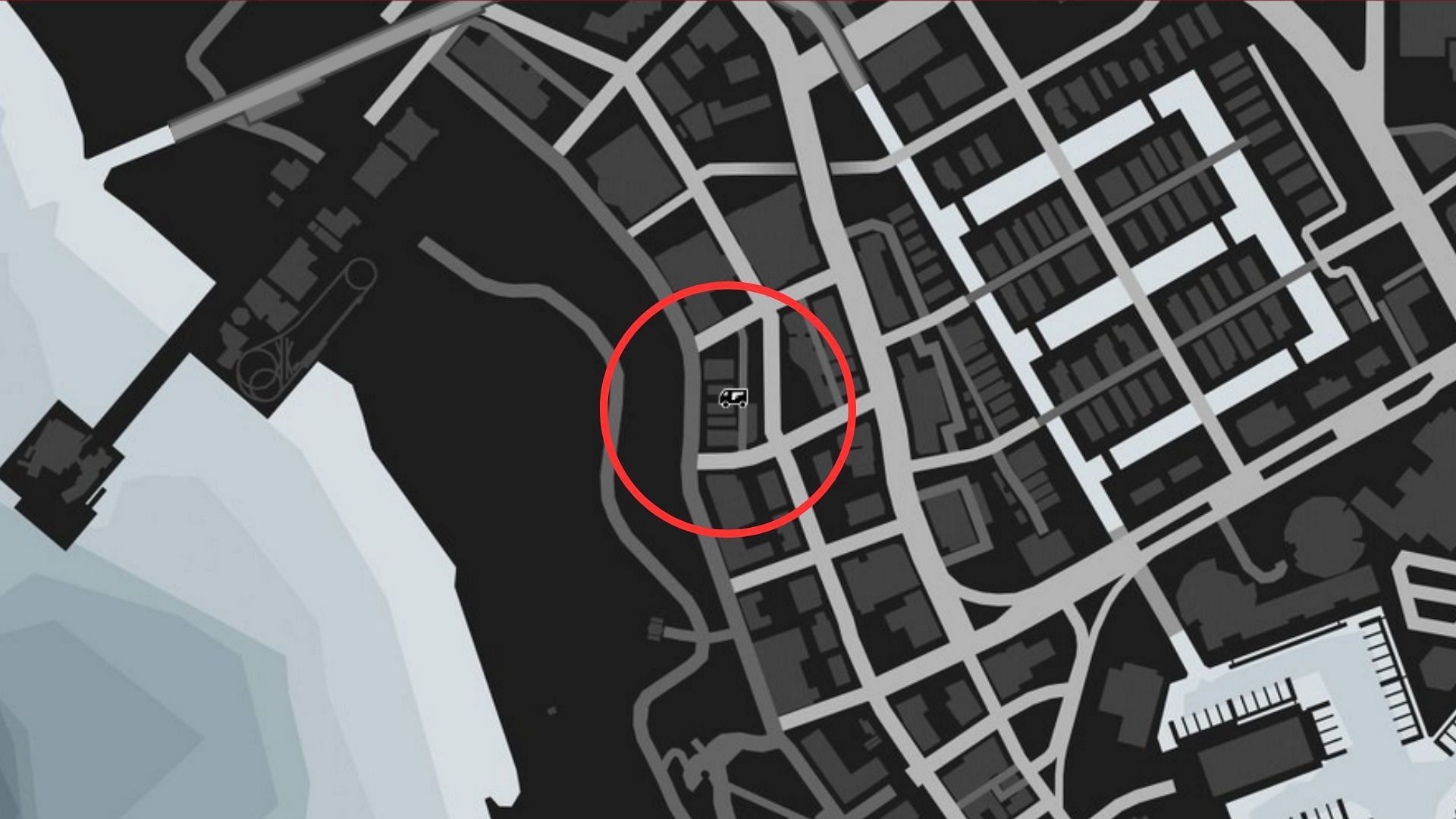 The exact coordinates of the GTA Online Gun Van Location Today (Image via Rockstar Games)