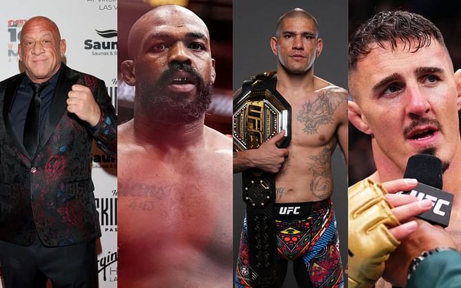 Mark Coleman reacts looking back at Jon Jones preferring to fight Alex Pereira over Tom Aspinall, following UFC 309 win