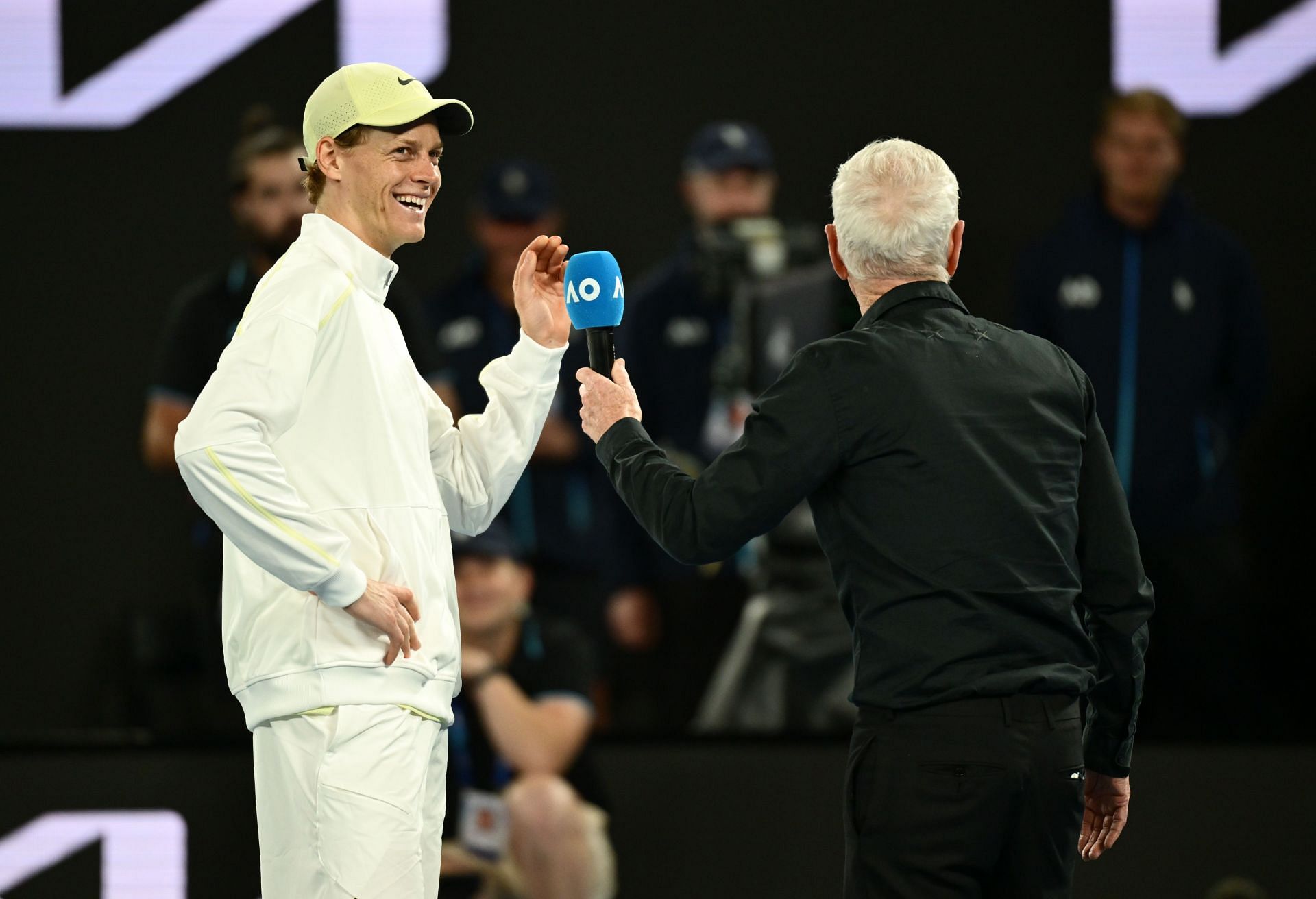 John McEnroe interviewing Jannik Sinner at the 2025 Australian Open - Source: Getty