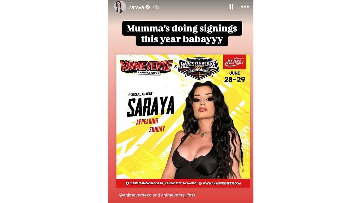 Saraya is making an appearance outside AEW (Image via Saraya&#039;s Instagram story)