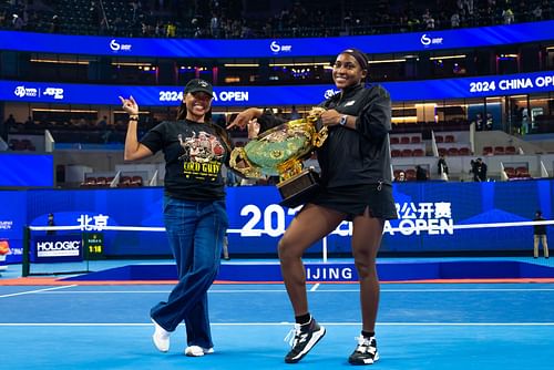 Coco Gauff with her mother Candi at the 2024 China Open - Source: Getty