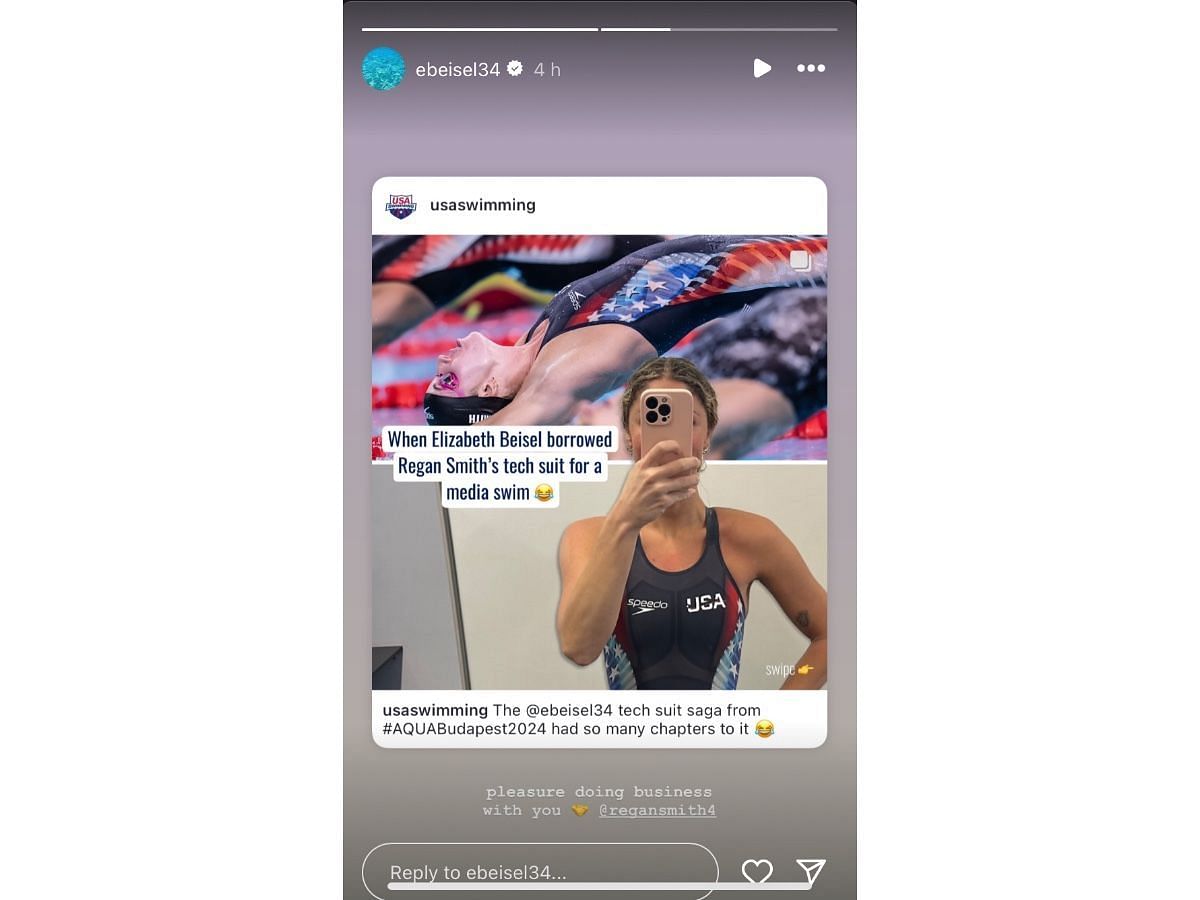 Elizabeth Beisel&rsquo;s Instagram story