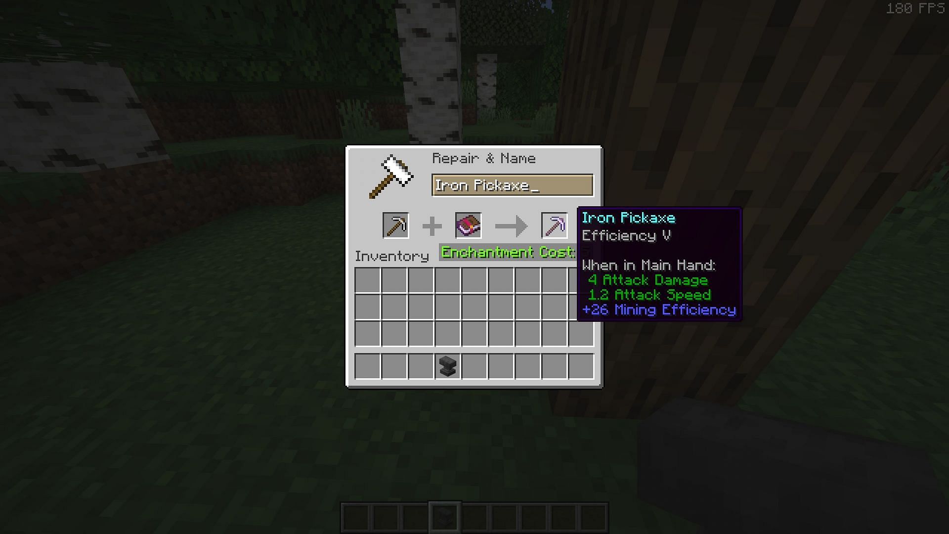 Players can enchant pickaxes with the efficiency enchantment to make them faster (Image via Mojang Studios)