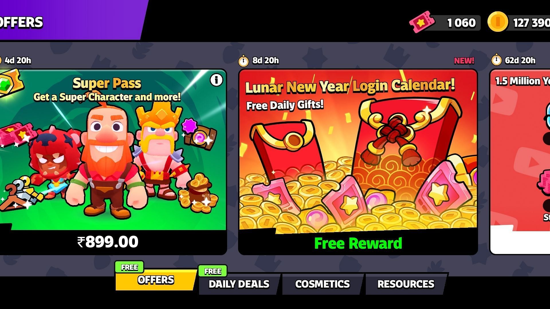 Lunar New Year Login Calendar section in the shop (Image via Supercell)