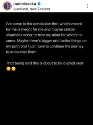 Naomi Osaka Instagram story