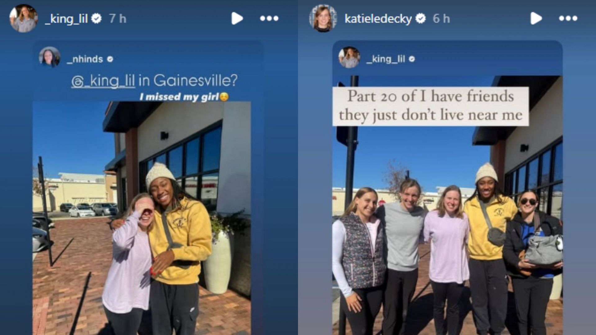 Screengrab of Lilly King and Katie Ledecky&#039;s Instagram stories [Image Source : Instagram]