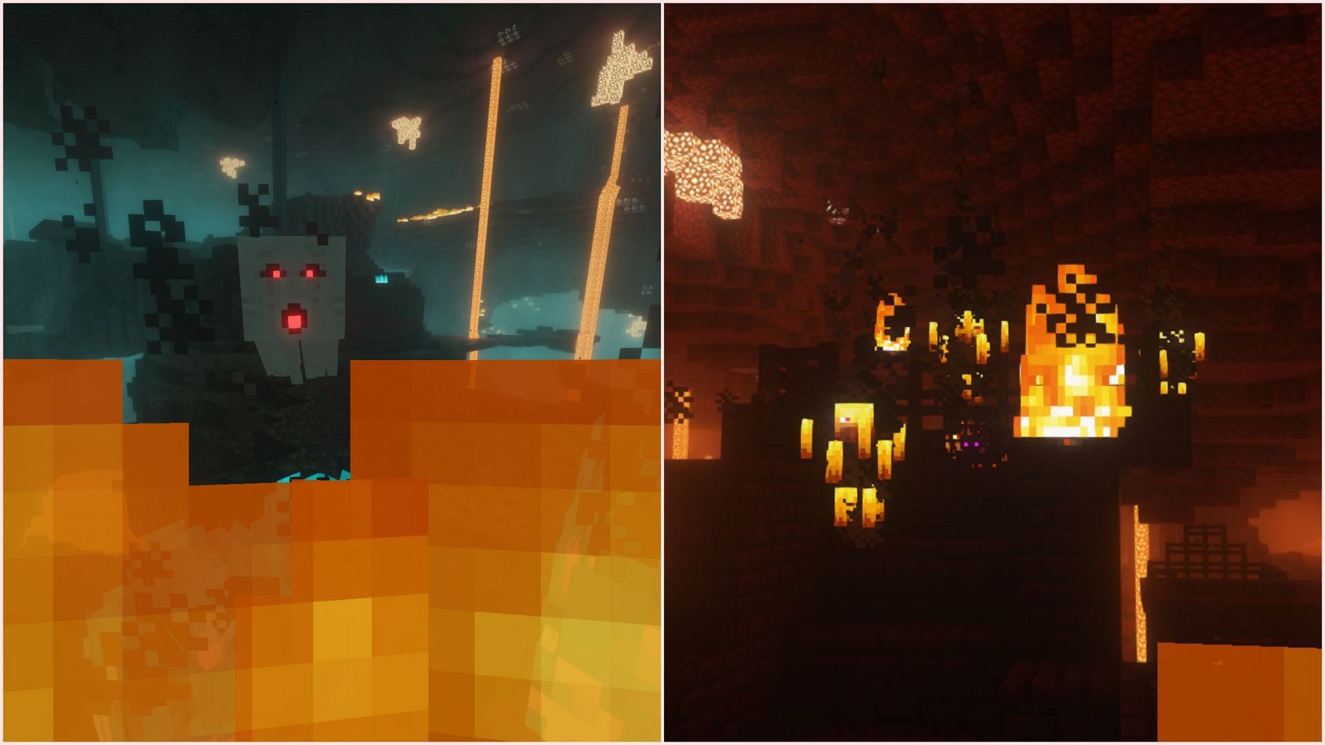 Fireballs are shot by both ghasts and blaze (Image via Mojang Studios)