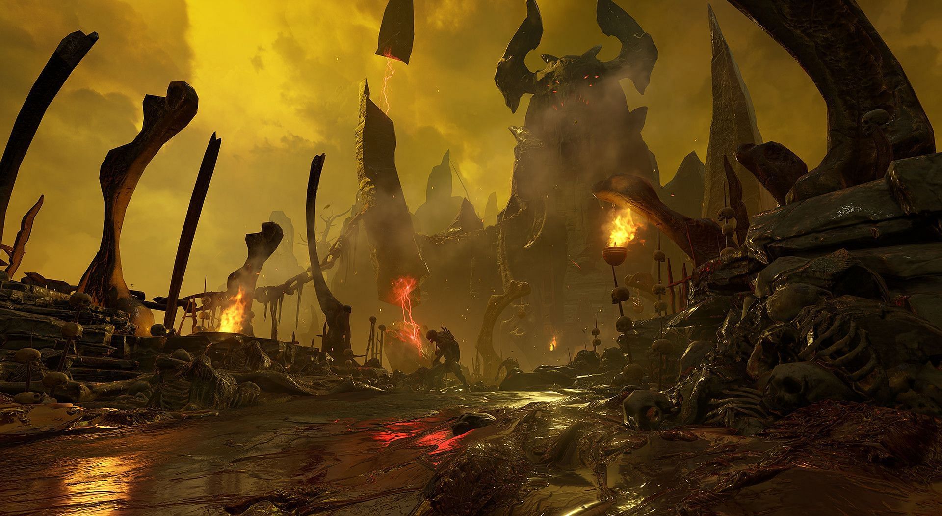 Slay demons in a variety of distinct locations (Image via Bethesda Softworks)