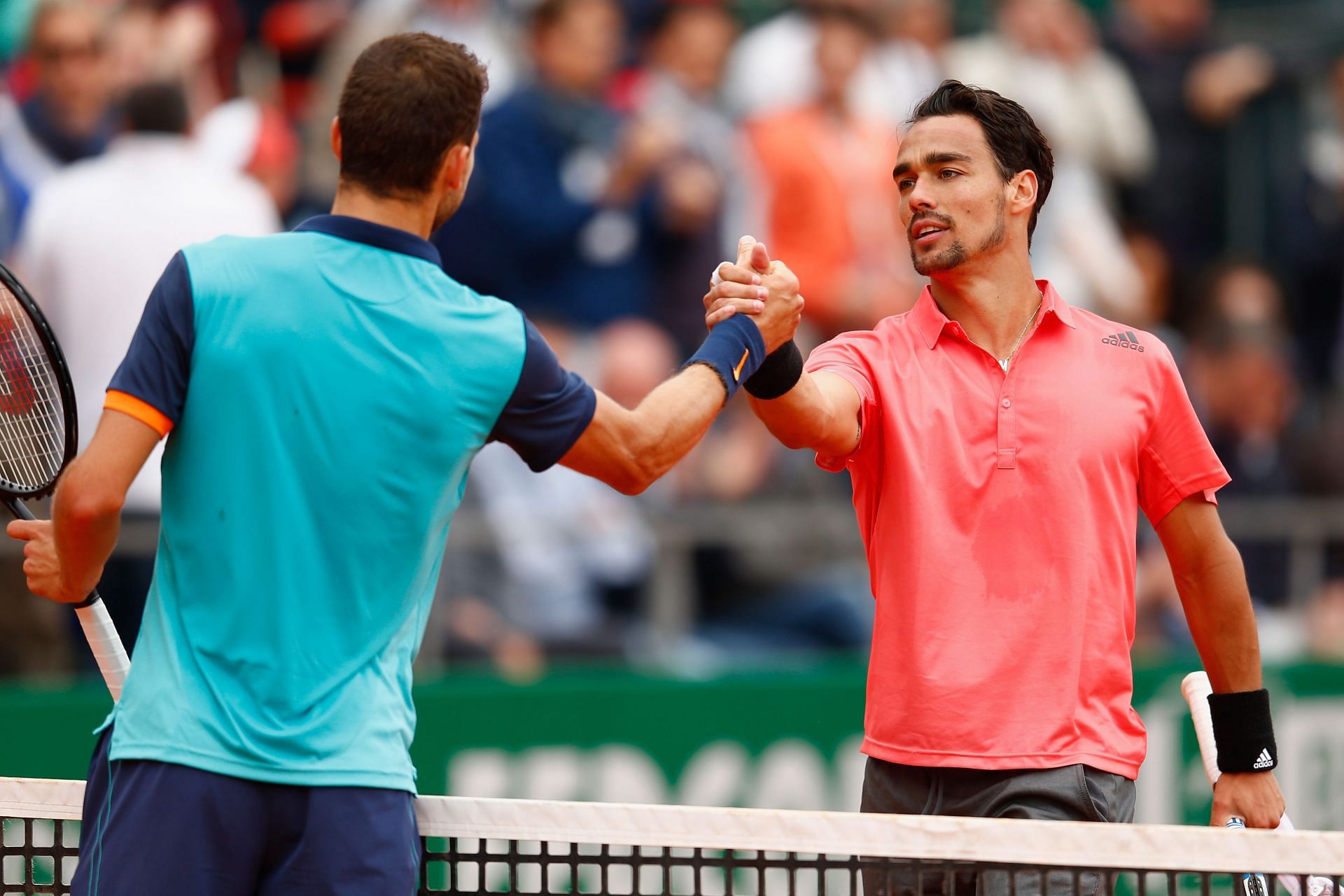 Grigor Dimitrov and Fabio Fognini after their match at the 2015 Monte-Carlo Masters (Image Source:Getty)