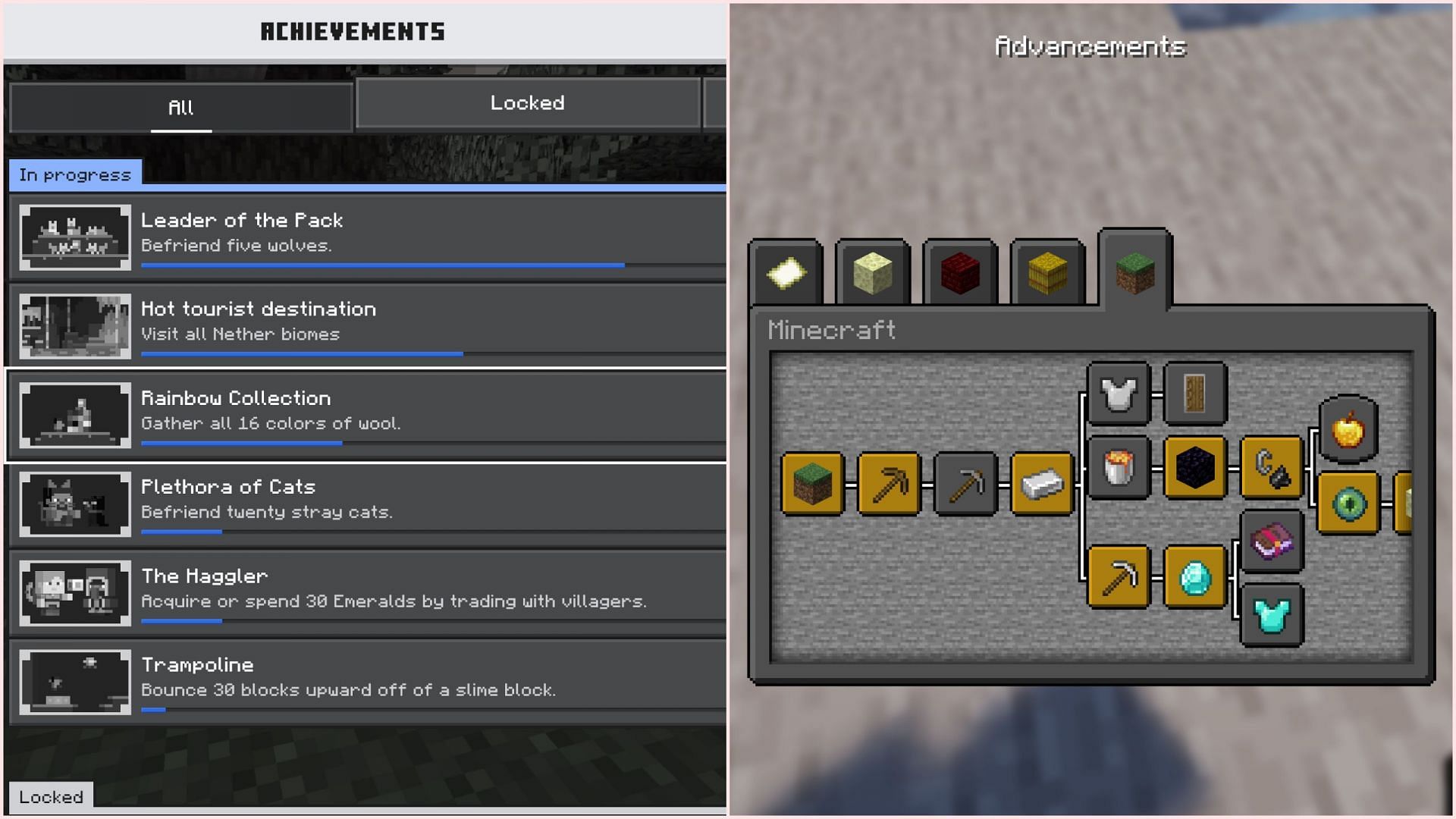 Java Edition advancements and Bedrock Edition achievements have some major differences (Image via Mojang Studios)