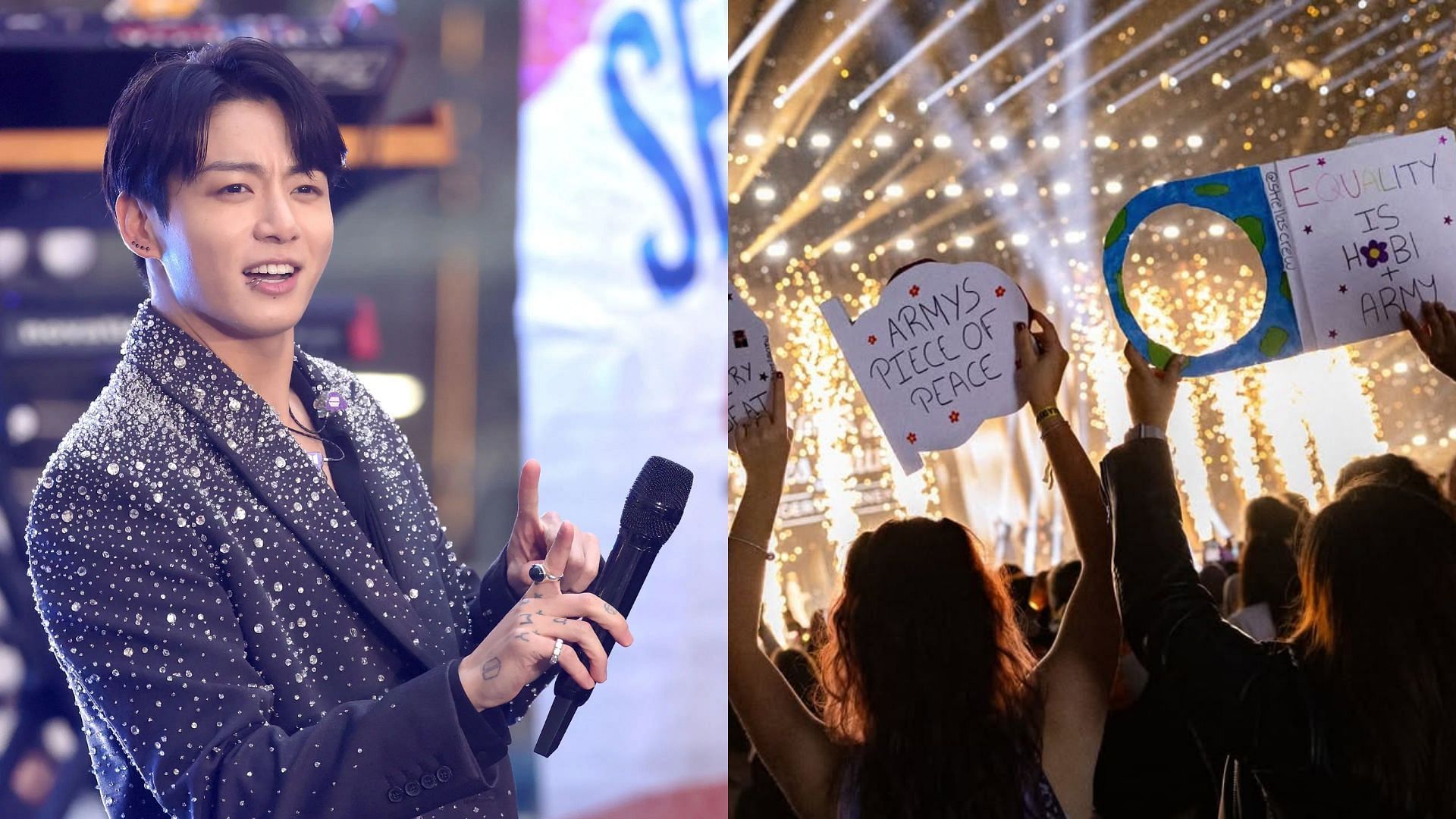 ARMY fans turn the Gala des Pi&egrave;ces  Jaunes into BTS-like concert (Images via Instagram/uarmyhope and Getty)