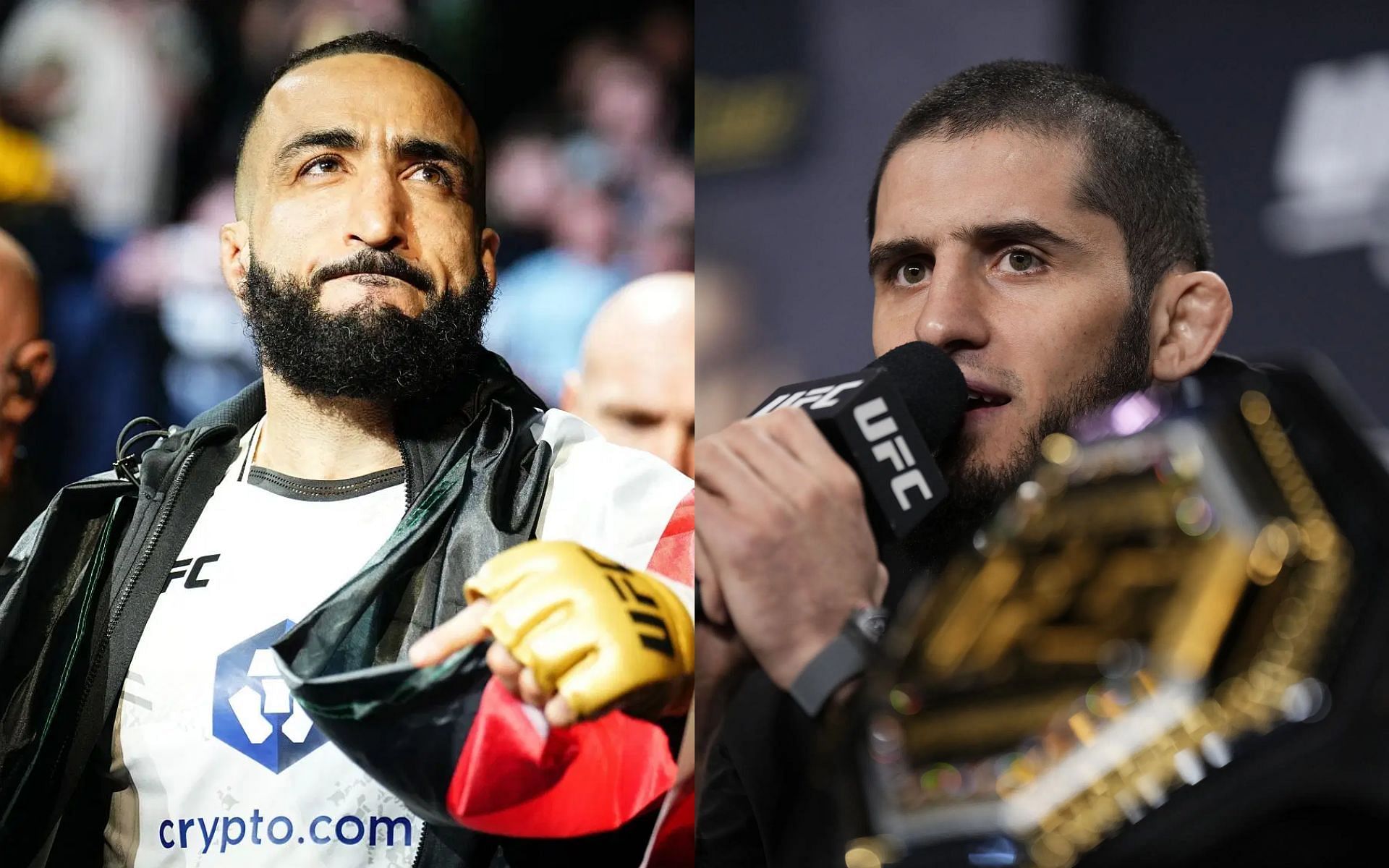 Islam Makhachev (right) appears to have switched up on potential title clash with Belal Muhammad (left) [Images courtesy: Getty Images]