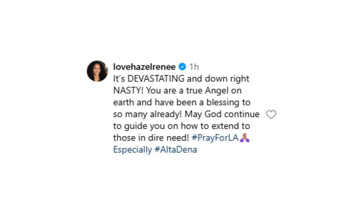 Hazel Renee comments on Tyler Perry&#039;s post on Instagram