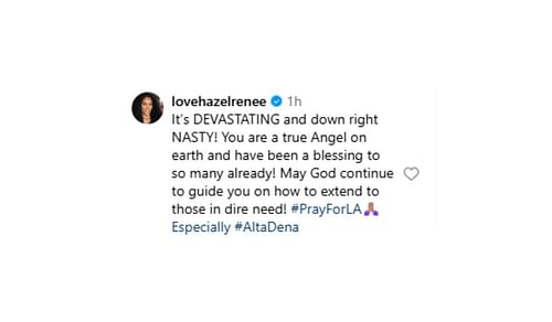 Hazel Renee comments on Tyler Perry's post on Instagram