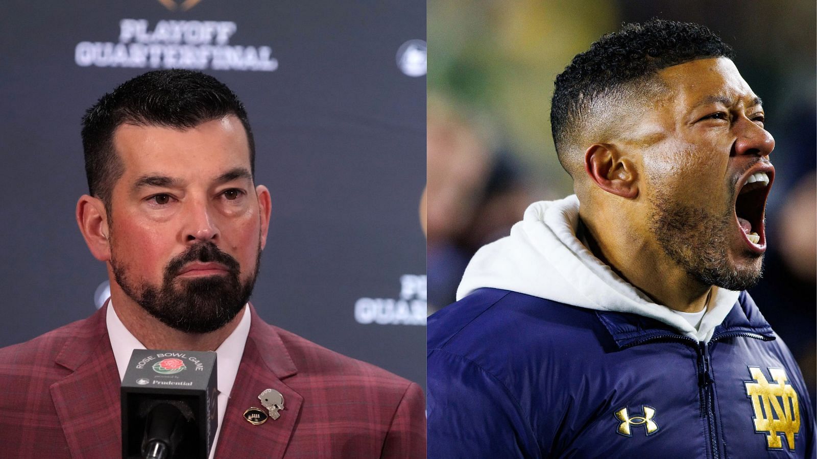 Ryan Day of Ohio State and Marcus Freeman of Notre Dame will battle for the CFP crown on Monday. (Photo Credits: IMAGN)