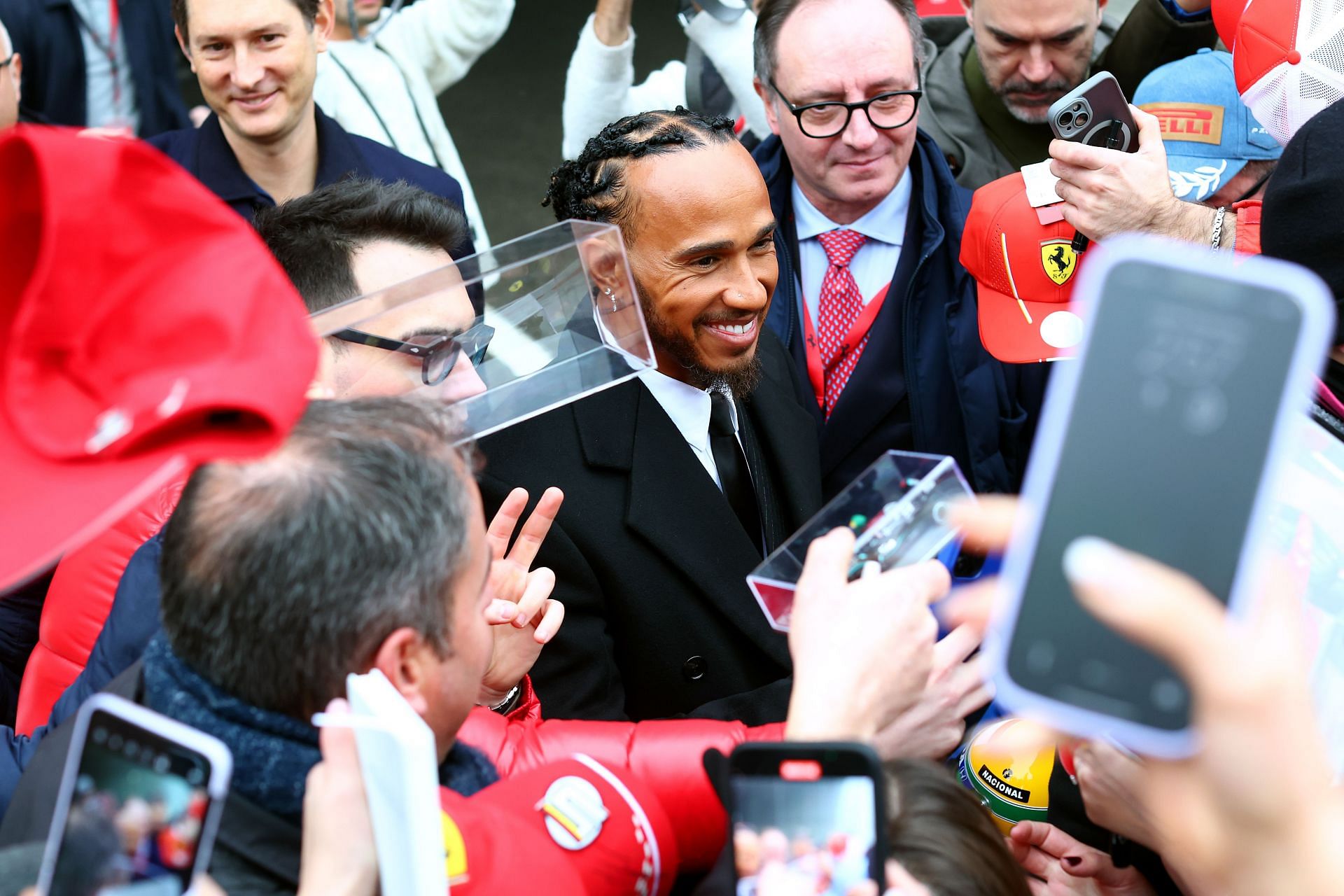 Sir Lewis Hamilton greets fans during his first official days as a Scuderia Ferrari F1 driver- Source: Getty