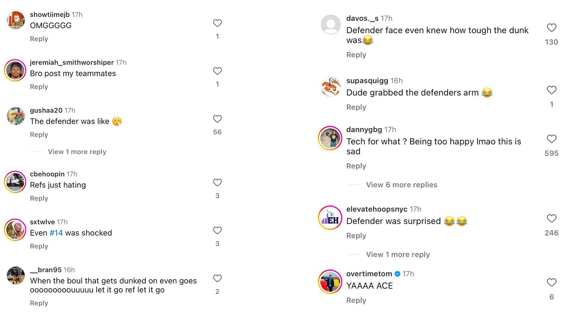 A fan comments on the Instagram post about Ace Bailey (Source: Instagram/overtime)