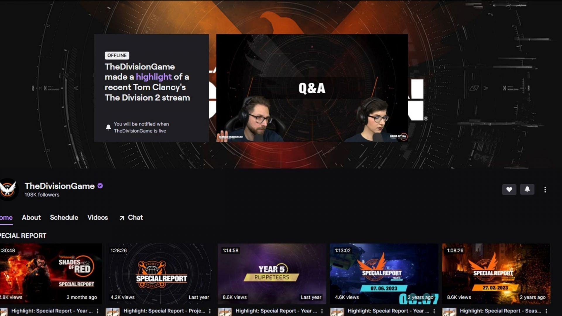 The Division 2 official channel (Image via Twitch)