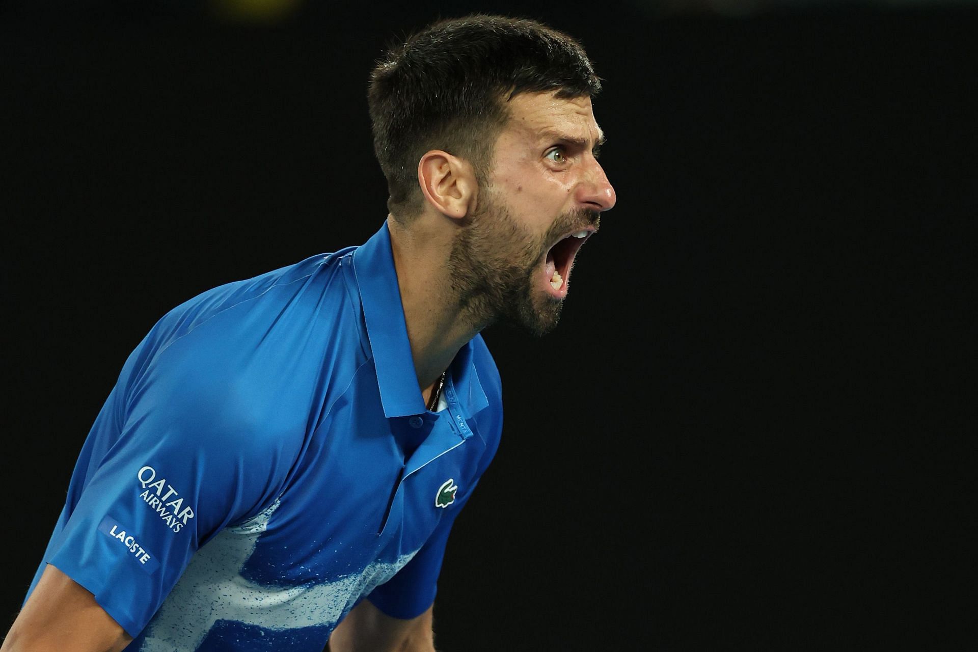 Novak Djokovic celebrates after reaching the Australian Open 2025 SFs