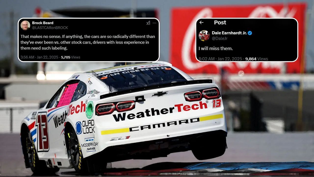 Fans react as NASCAR announce major changes for rookie drivers&rsquo; racecar look (via GETTY/ @DaleJr and @LASTCARonBROCK on X)