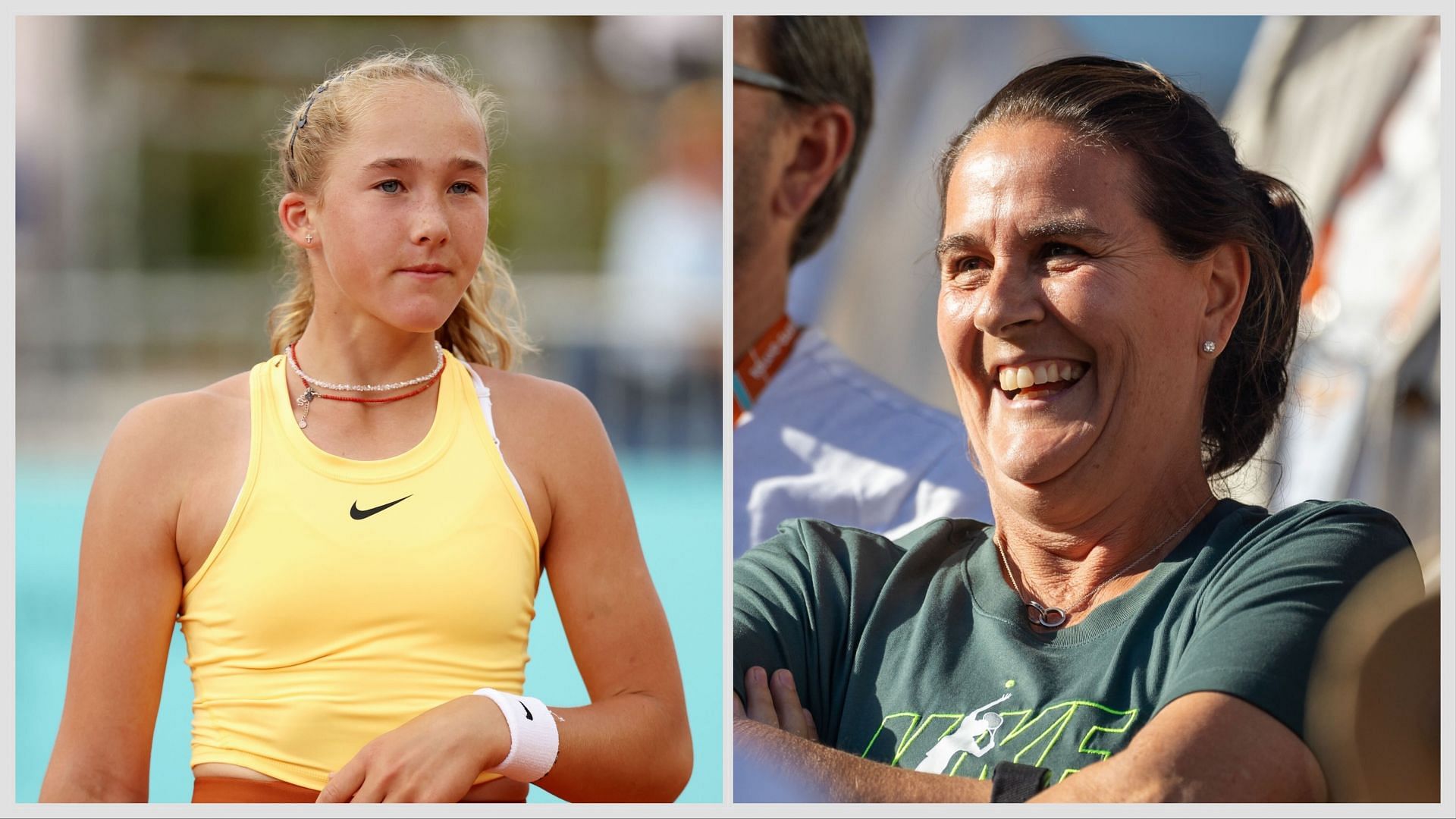 Mirra Andreeva (L) shares a great rapport with her coach Conchita Martinez (R), (Source: Getty Images)