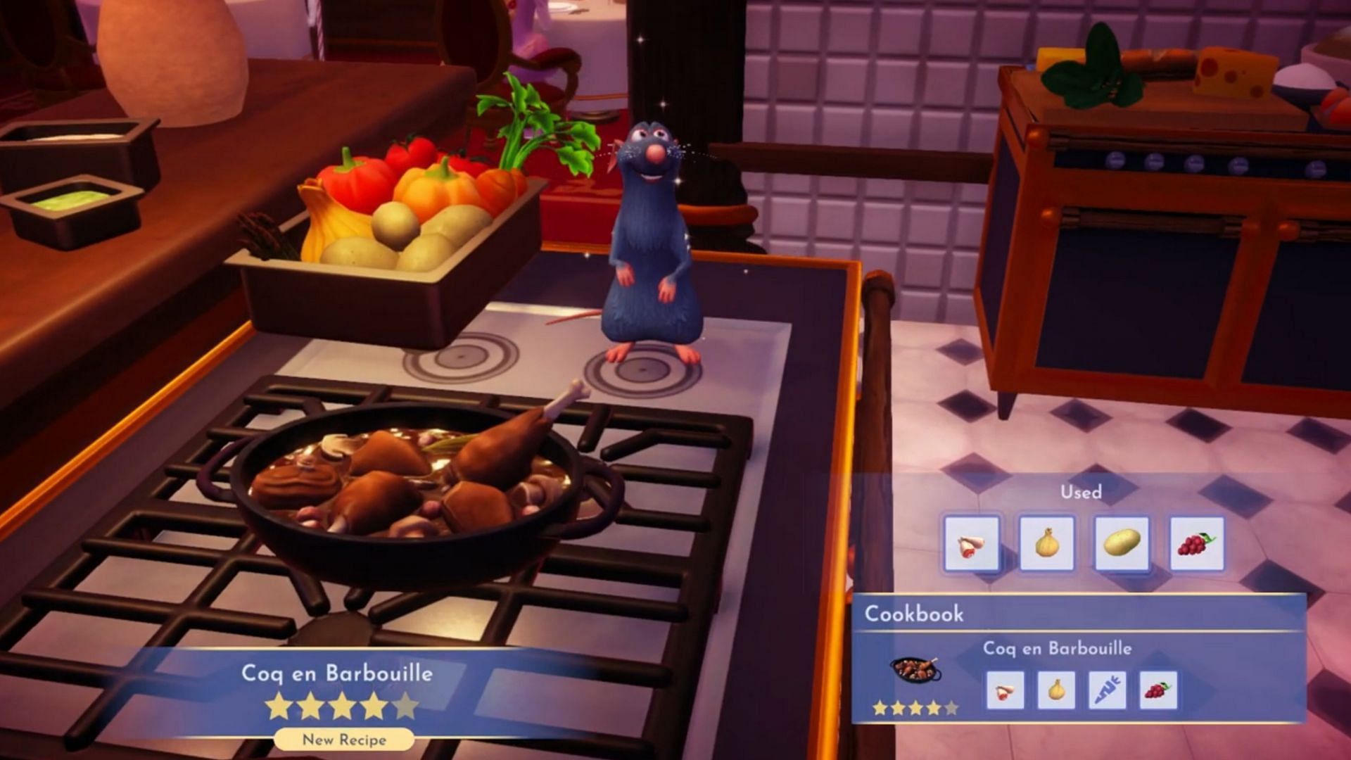 Coq en Barbouille is a four-star dish in Disney Dreamlight Valley (Image via Gameloft)