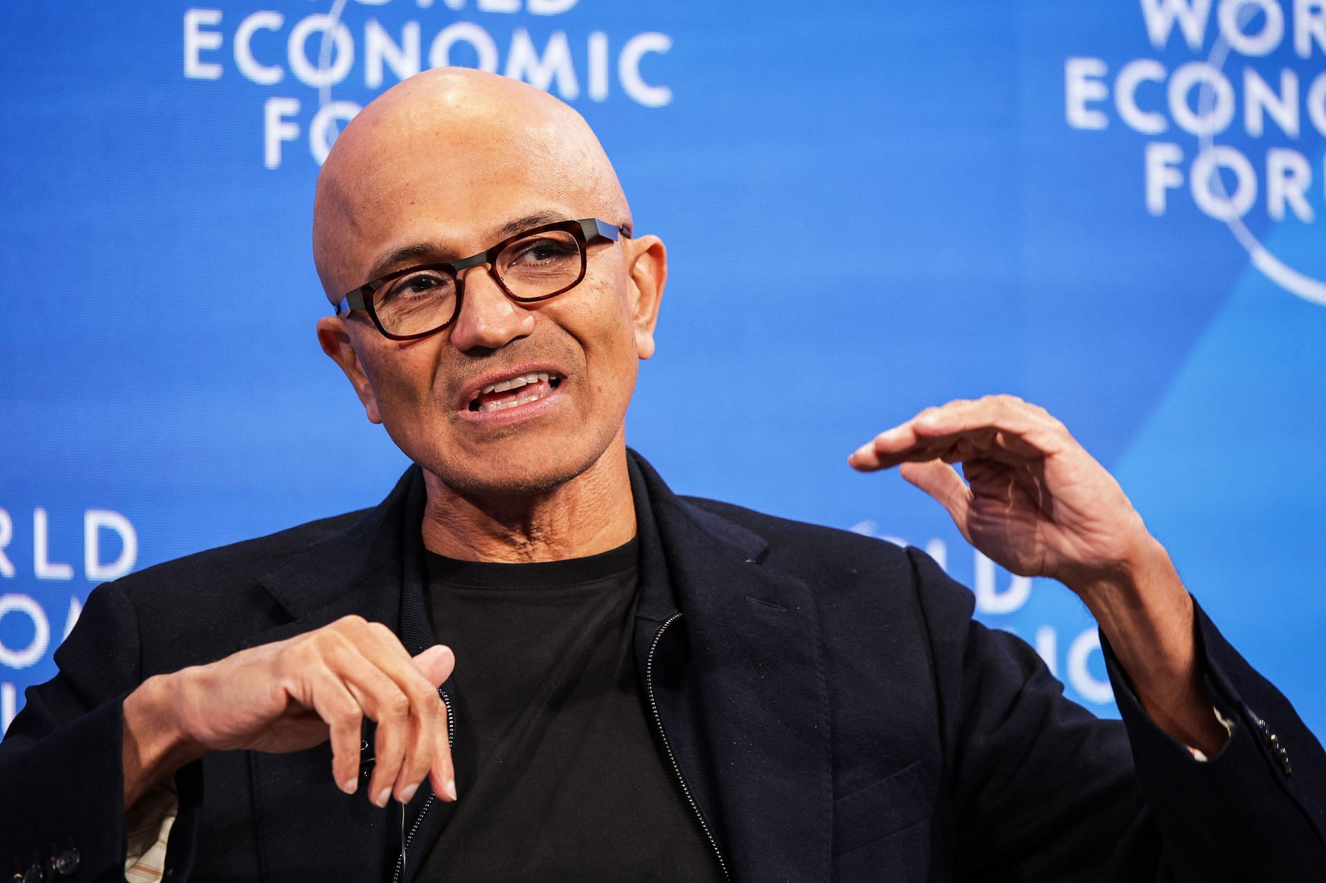 Satya Nadella at the World Economic Forum in Davos (Source: Getty)