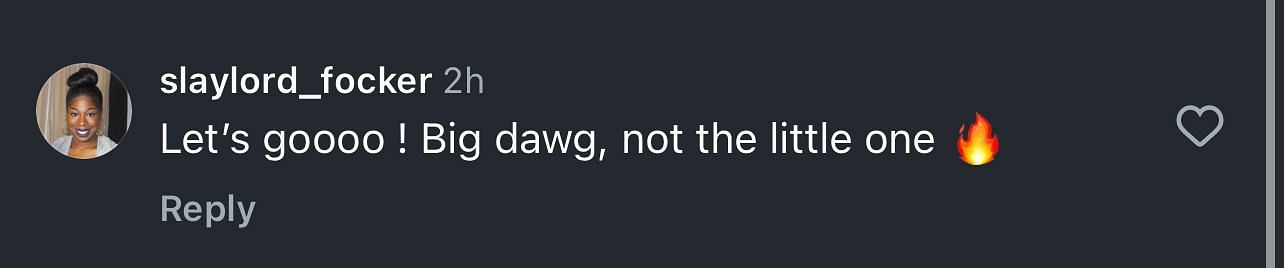 &quot;Let&rsquo;s goooo ! Big dawg, not the little one,&quot; one user wrote with a fire emoji.