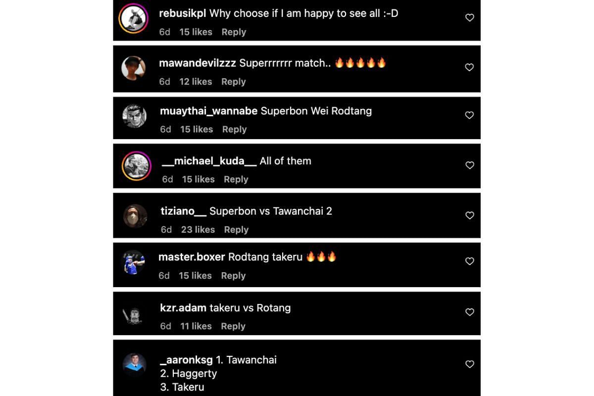 Screenshot of fans&#039; comments