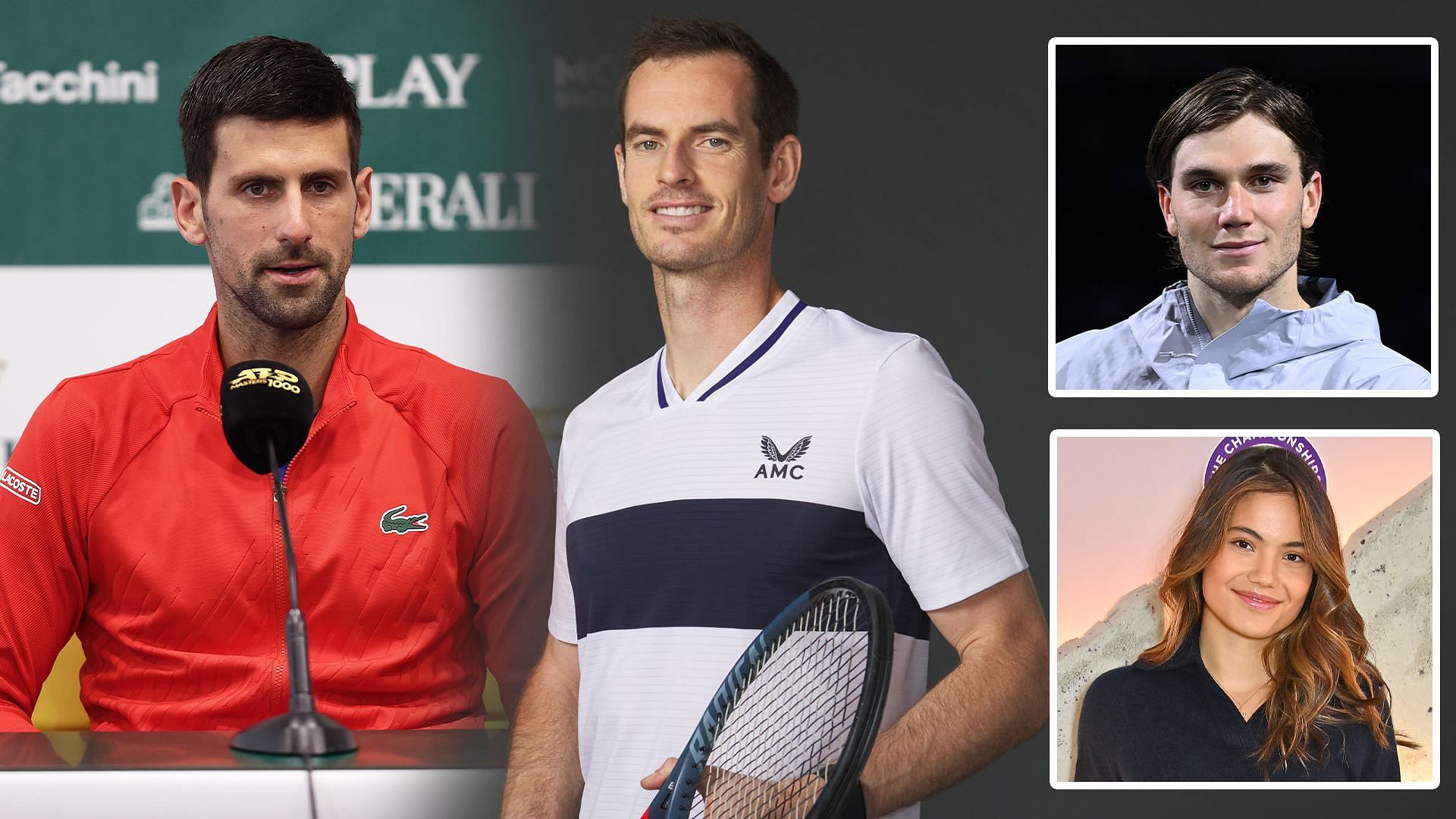 Novak Djokovic, Andy Murray, Emma Raducanu and Jack Draper