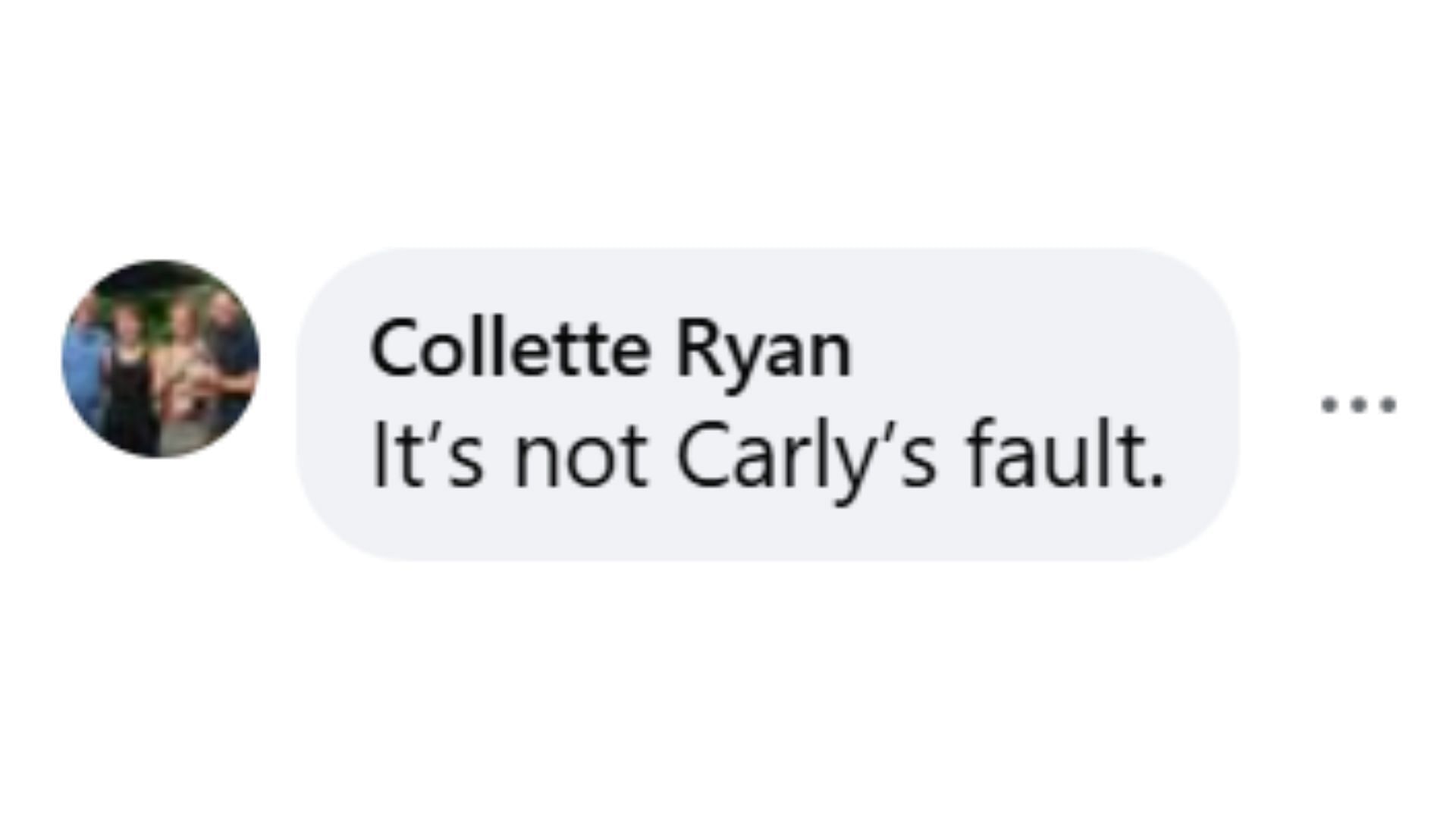 A fan comment supporting Carly (Image via Facebook/@General Hospital Fans-Official)